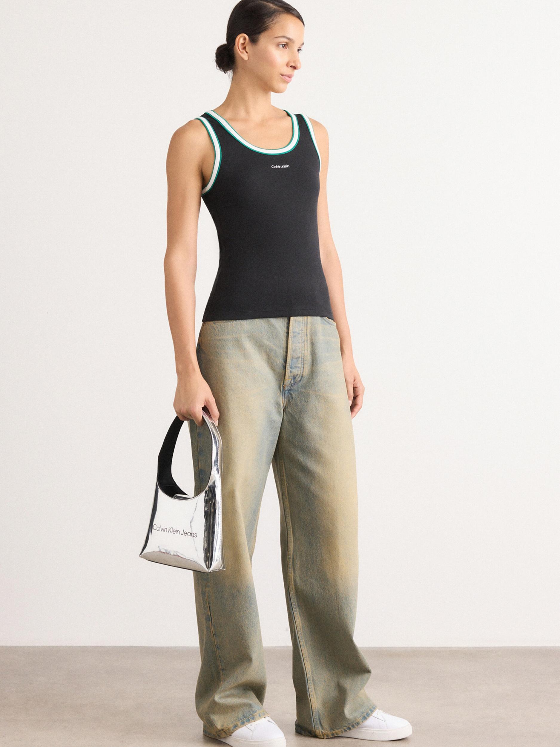 Calvin Klein Jeans Top smaragd / črna / bela