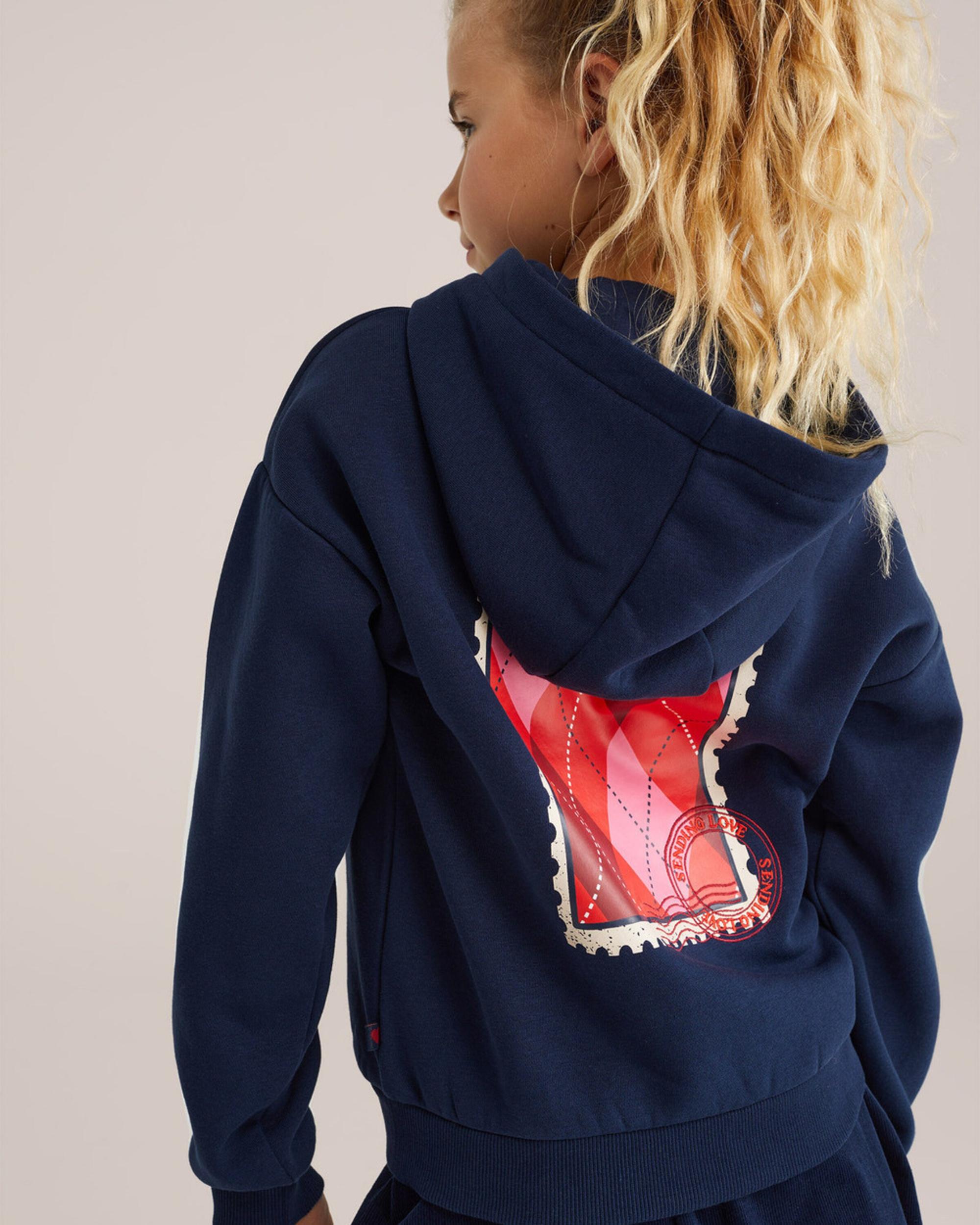 WE Fashion Majica temno modra / svetlo roza / vinsko rdeča / bela