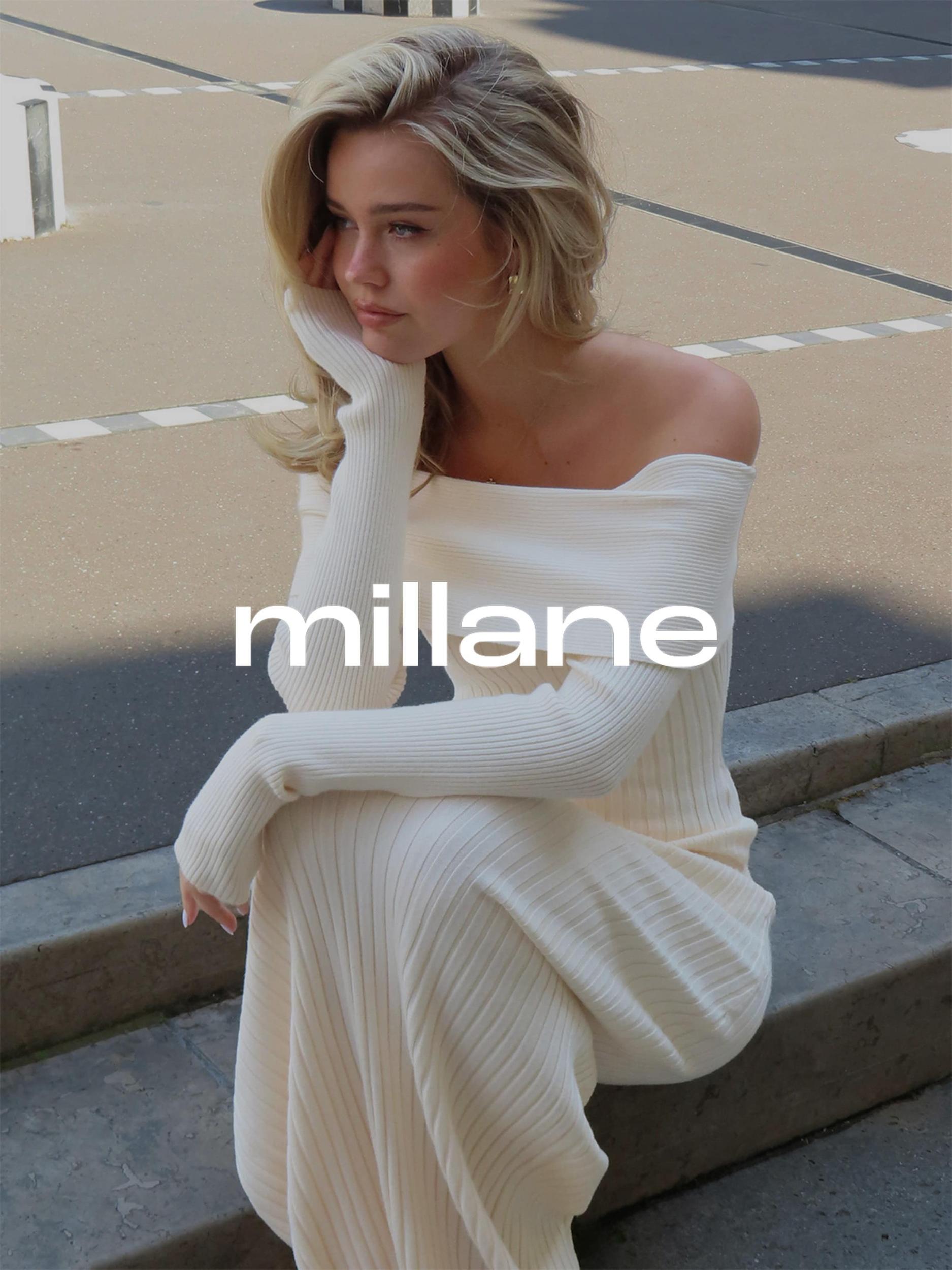 millane Pletena obleka bež