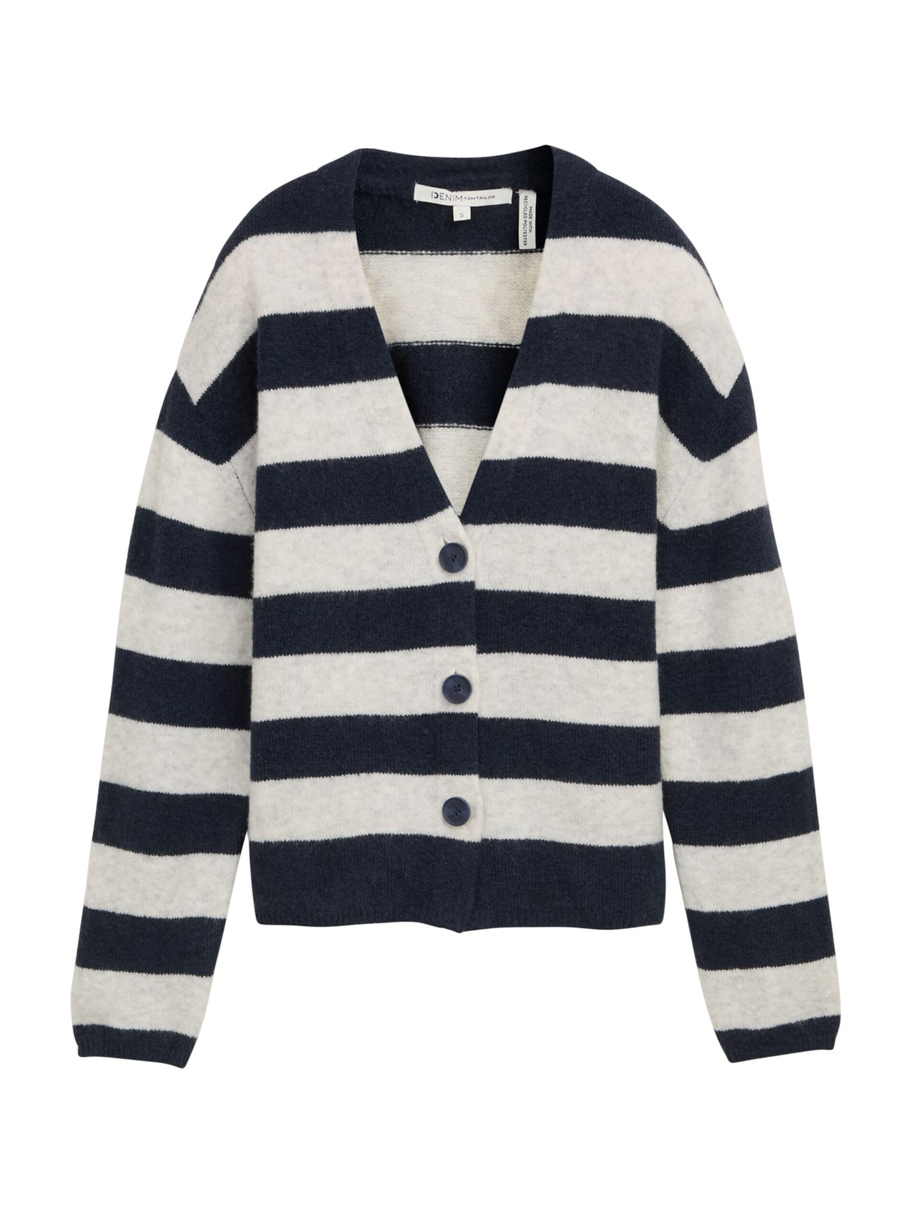 TOM TAILOR DENIM Pletena jopa kremna / mornarska