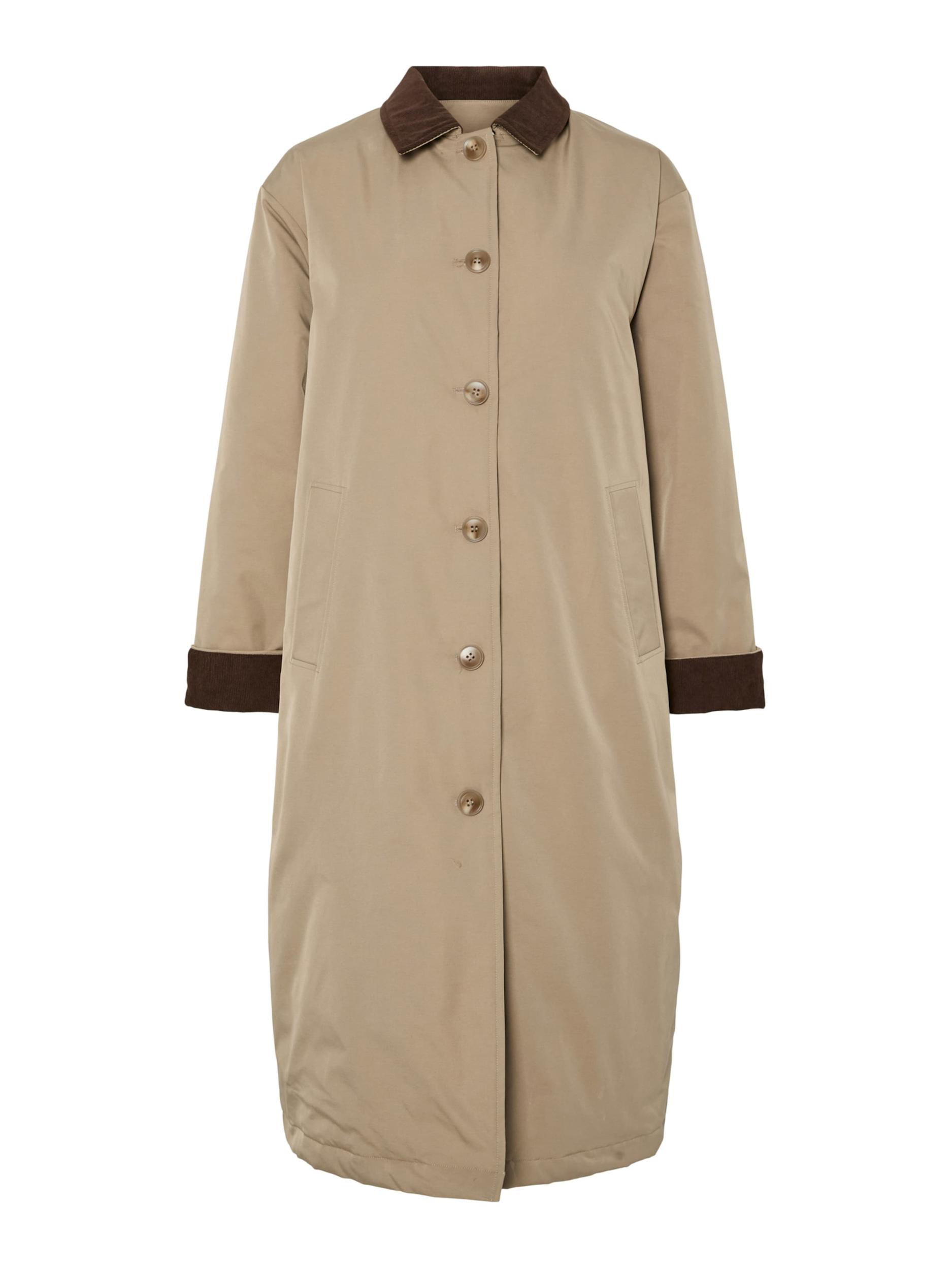 PIECES Prehoden plašč 'JORMA' rjava / greige