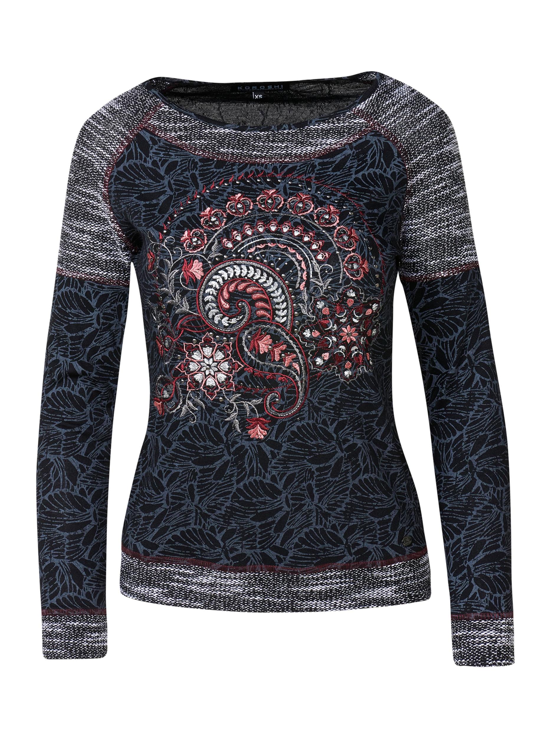 KOROSHI Majica safir / siva / rdeča / črna