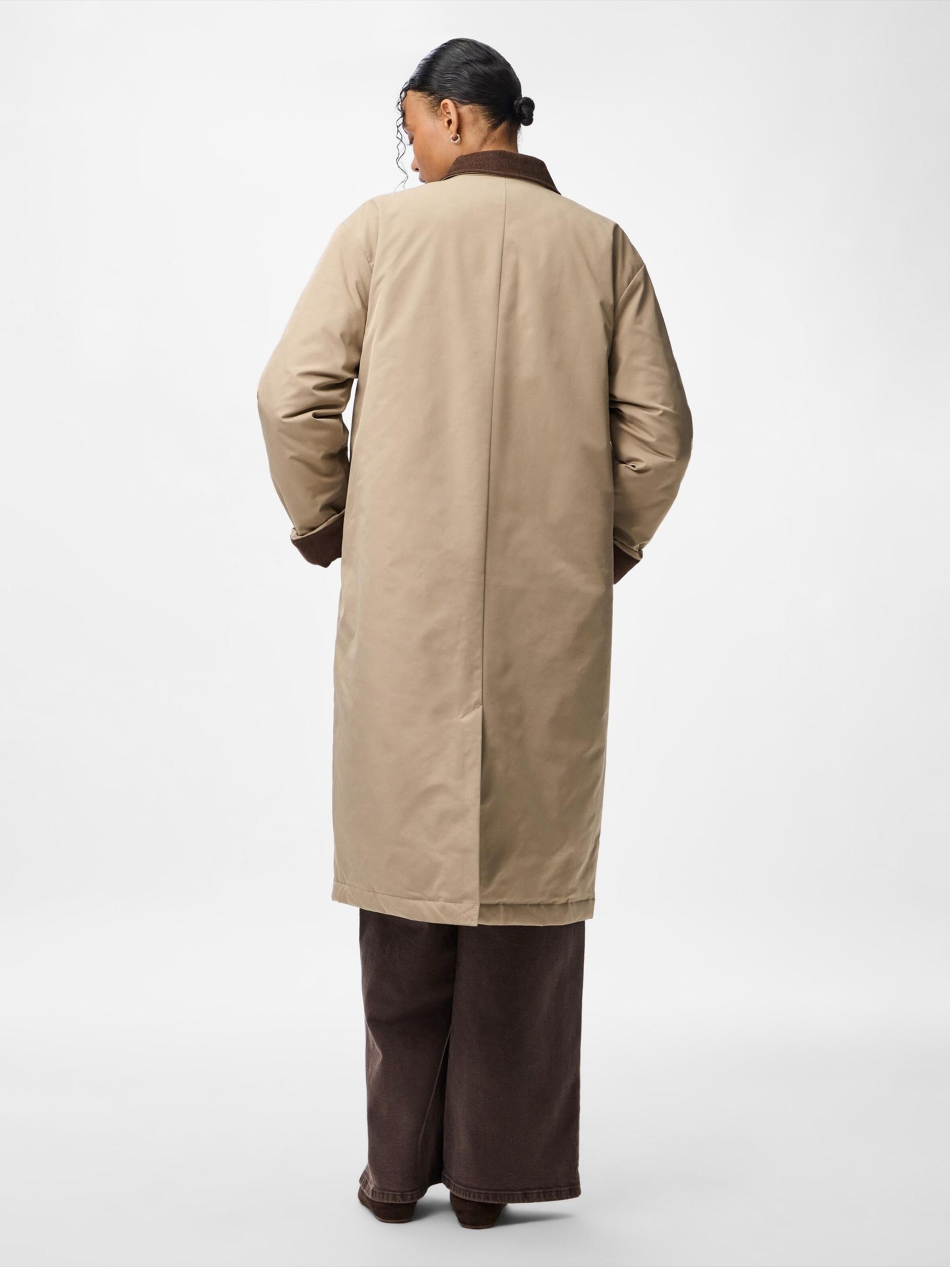 PIECES Prehoden plašč 'JORMA' rjava / greige