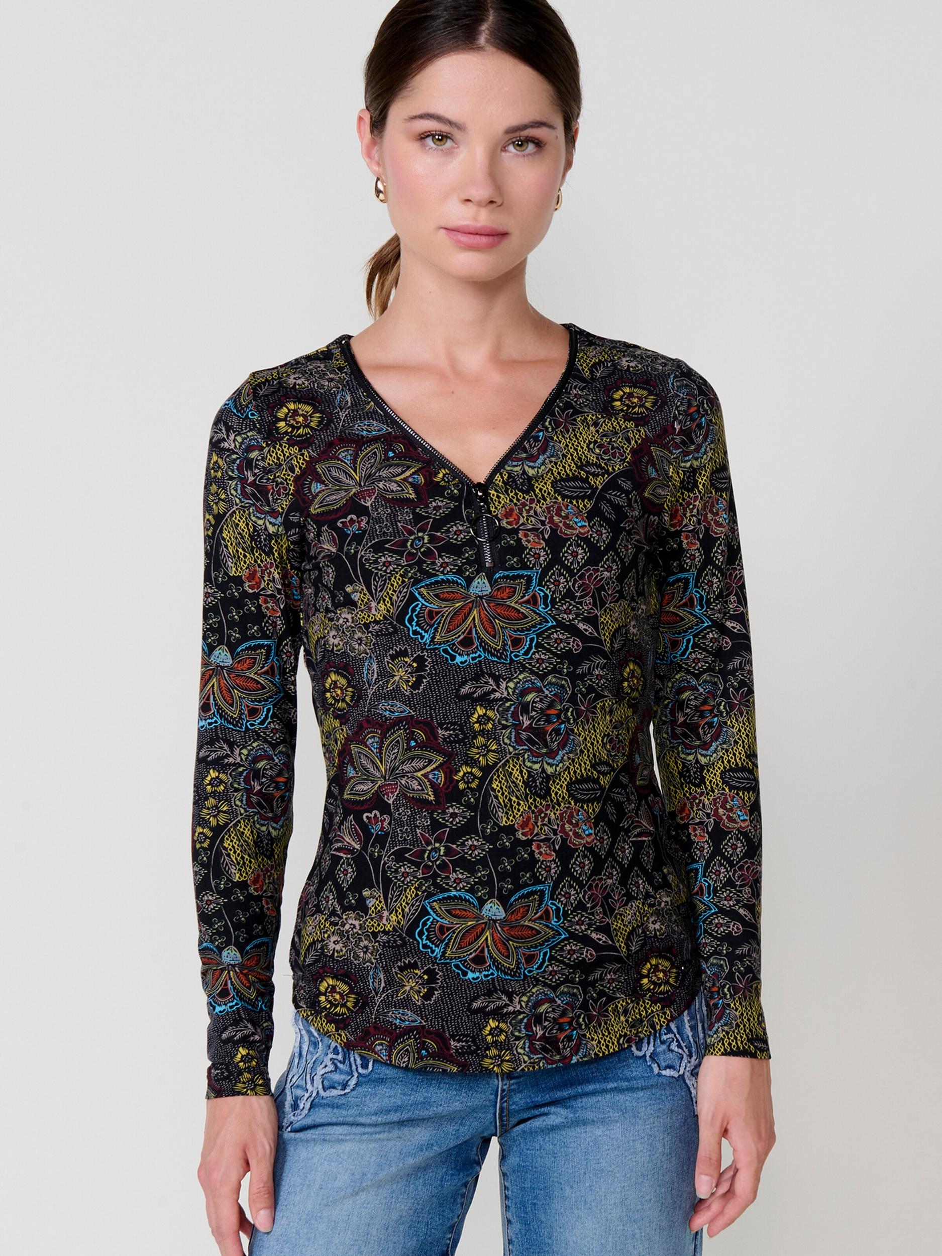 KOROSHI Majica modra / zelena / oranžna / črna