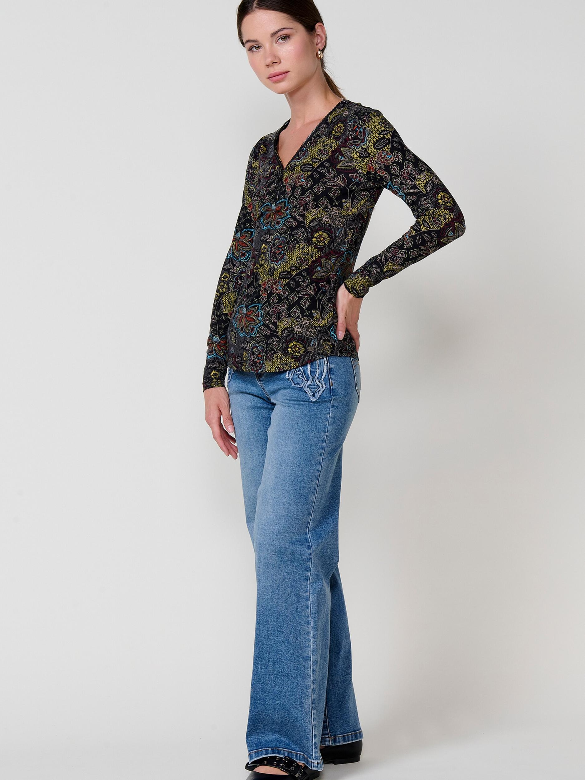 KOROSHI Majica modra / zelena / oranžna / črna