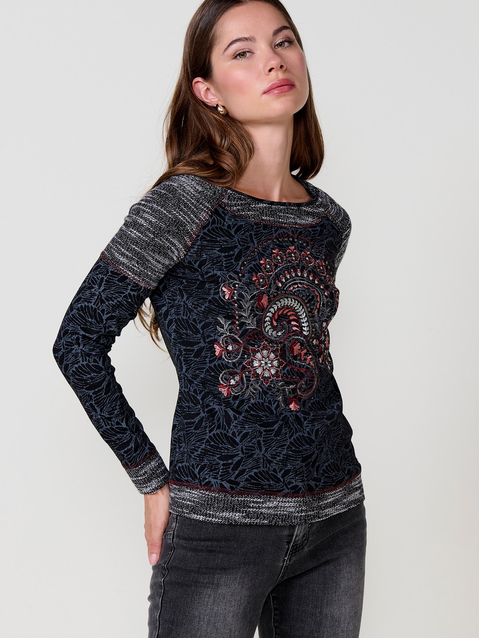 KOROSHI Majica safir / siva / rdeča / črna