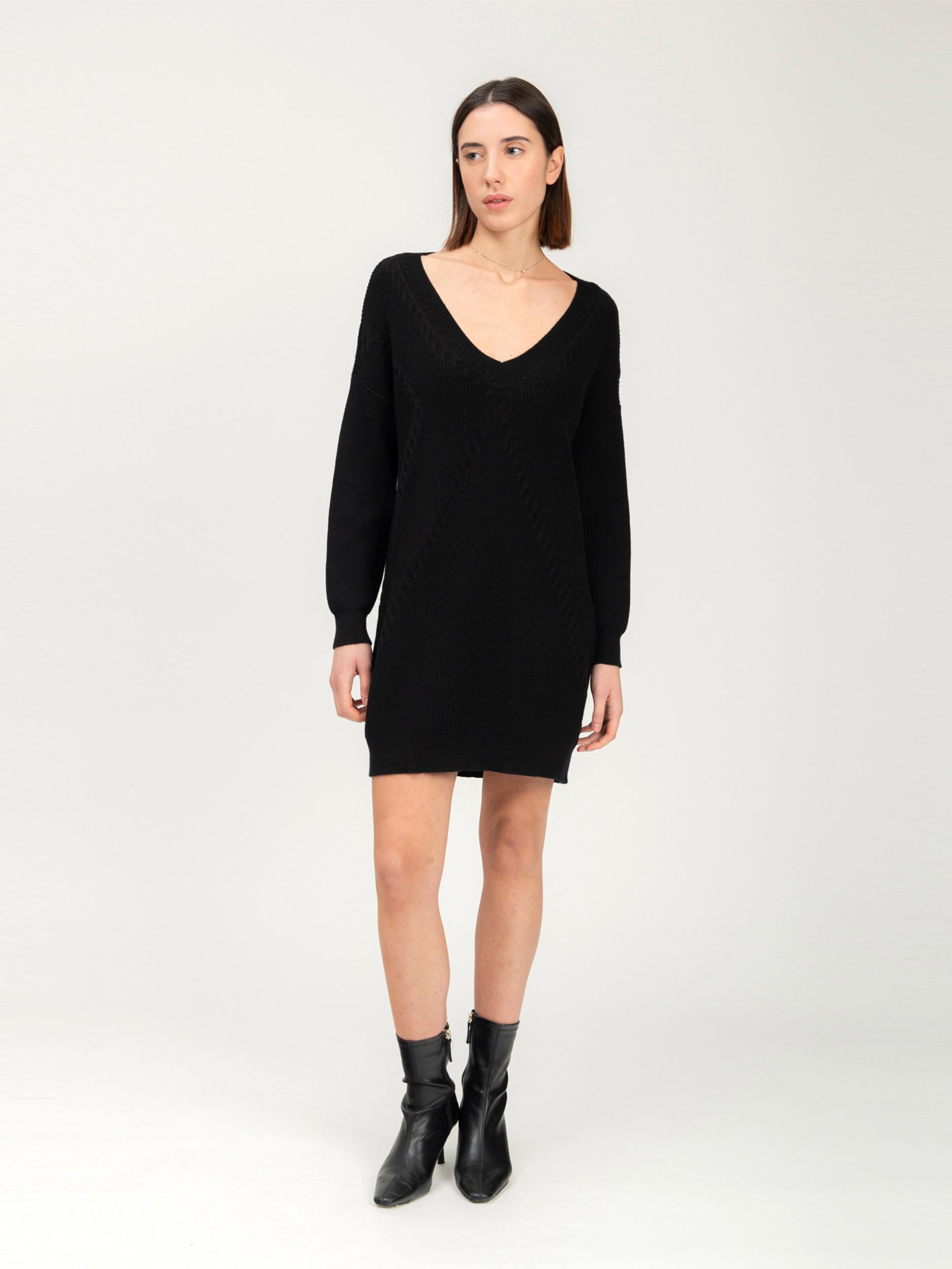 Influencer Pletena obleka črna