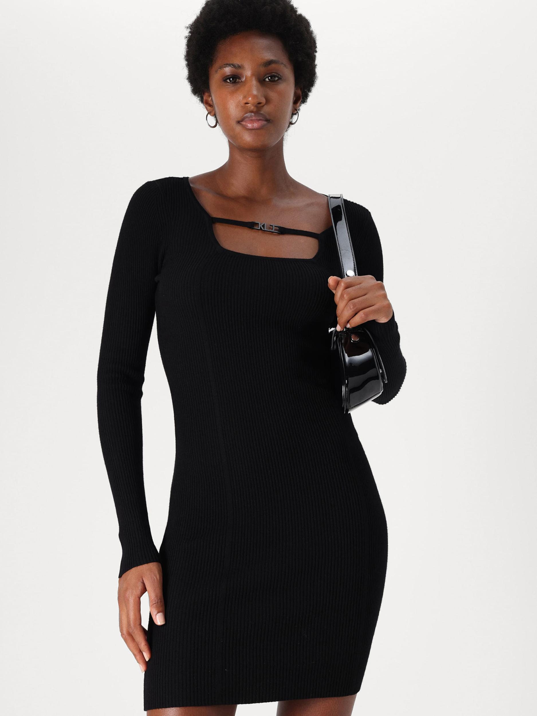 KARL LAGERFELD JEANS Pletena obleka črna