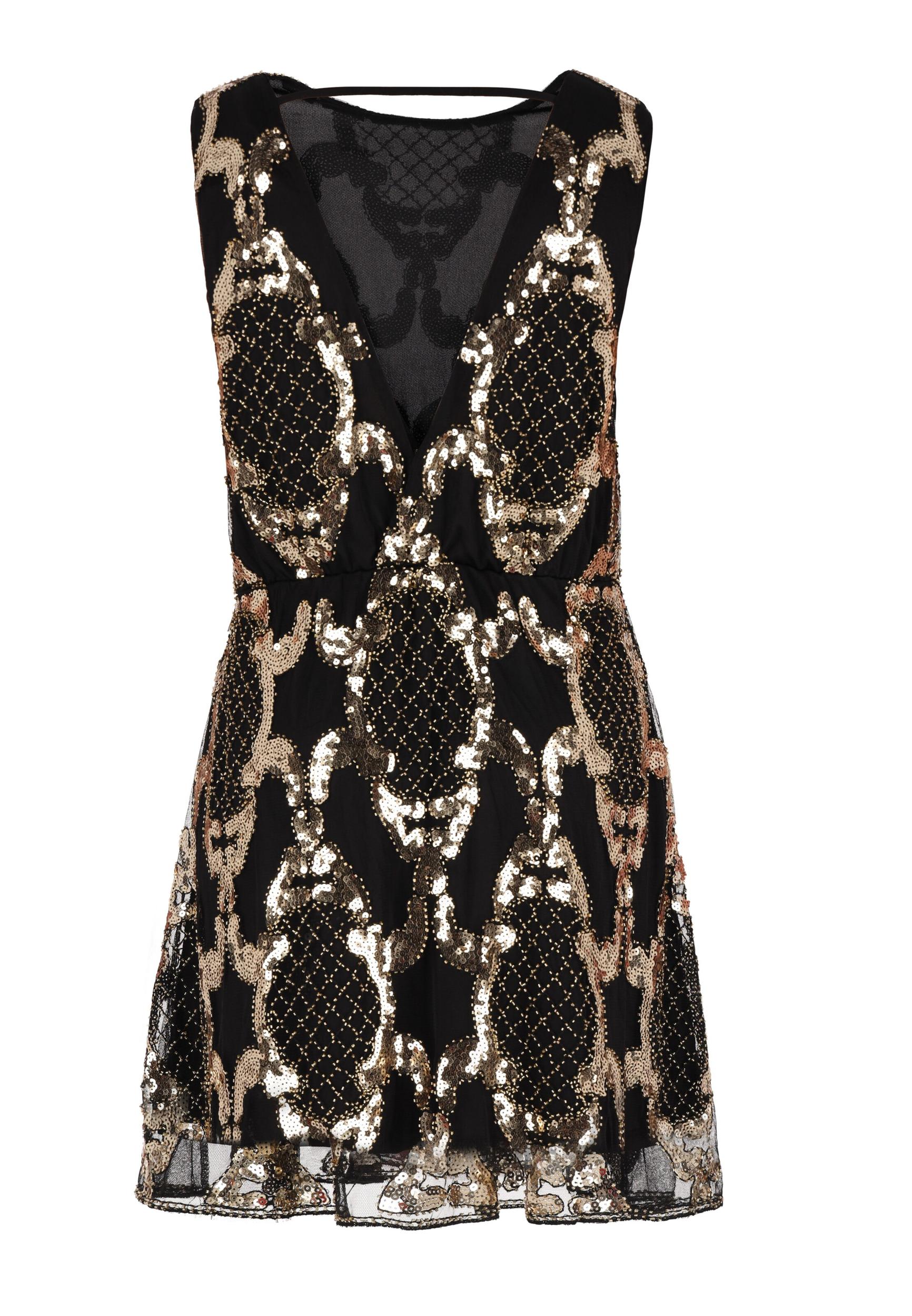 NAEMI Koktejl obleka zlata / črna