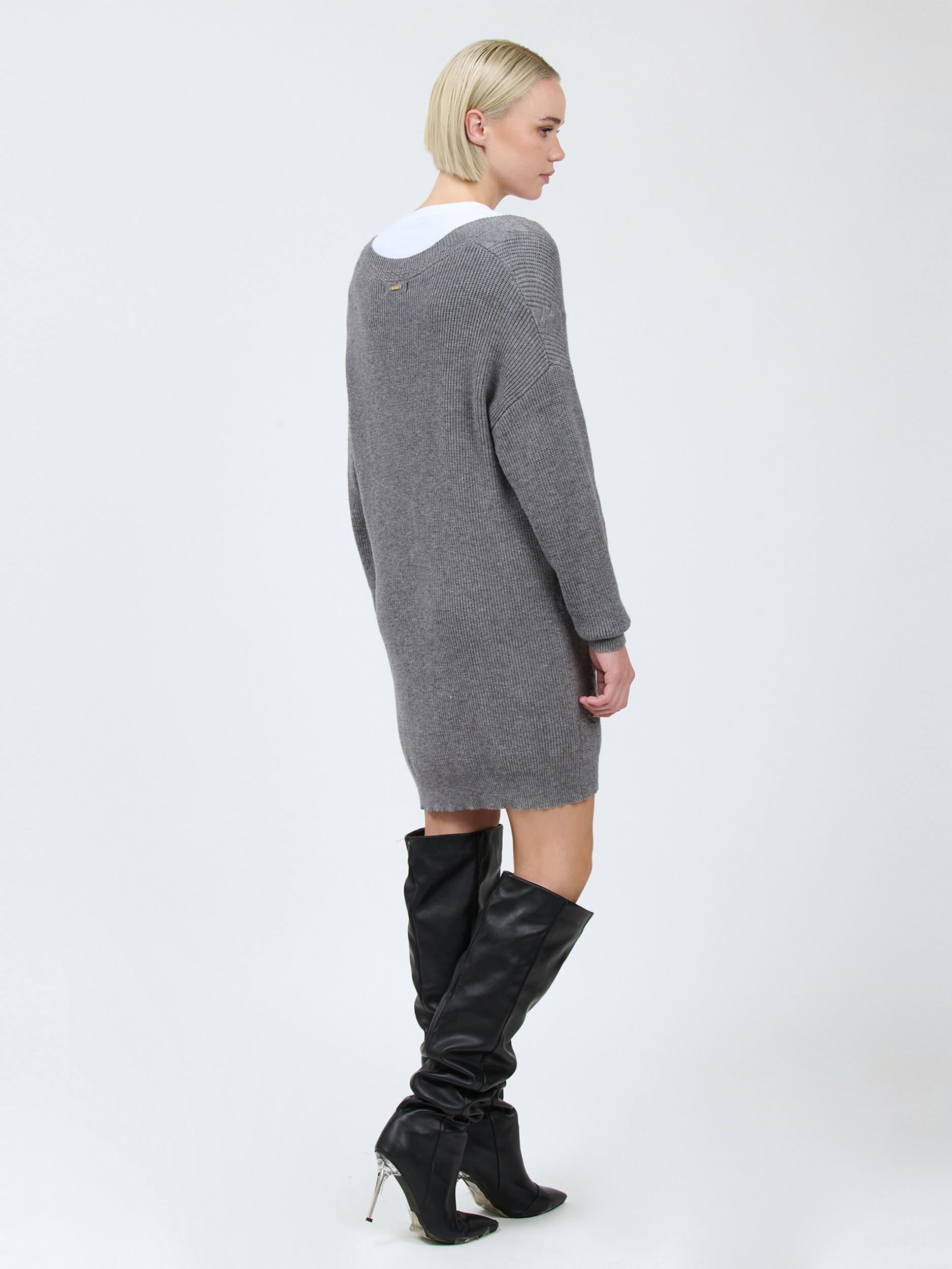 Influencer Pletena obleka siva