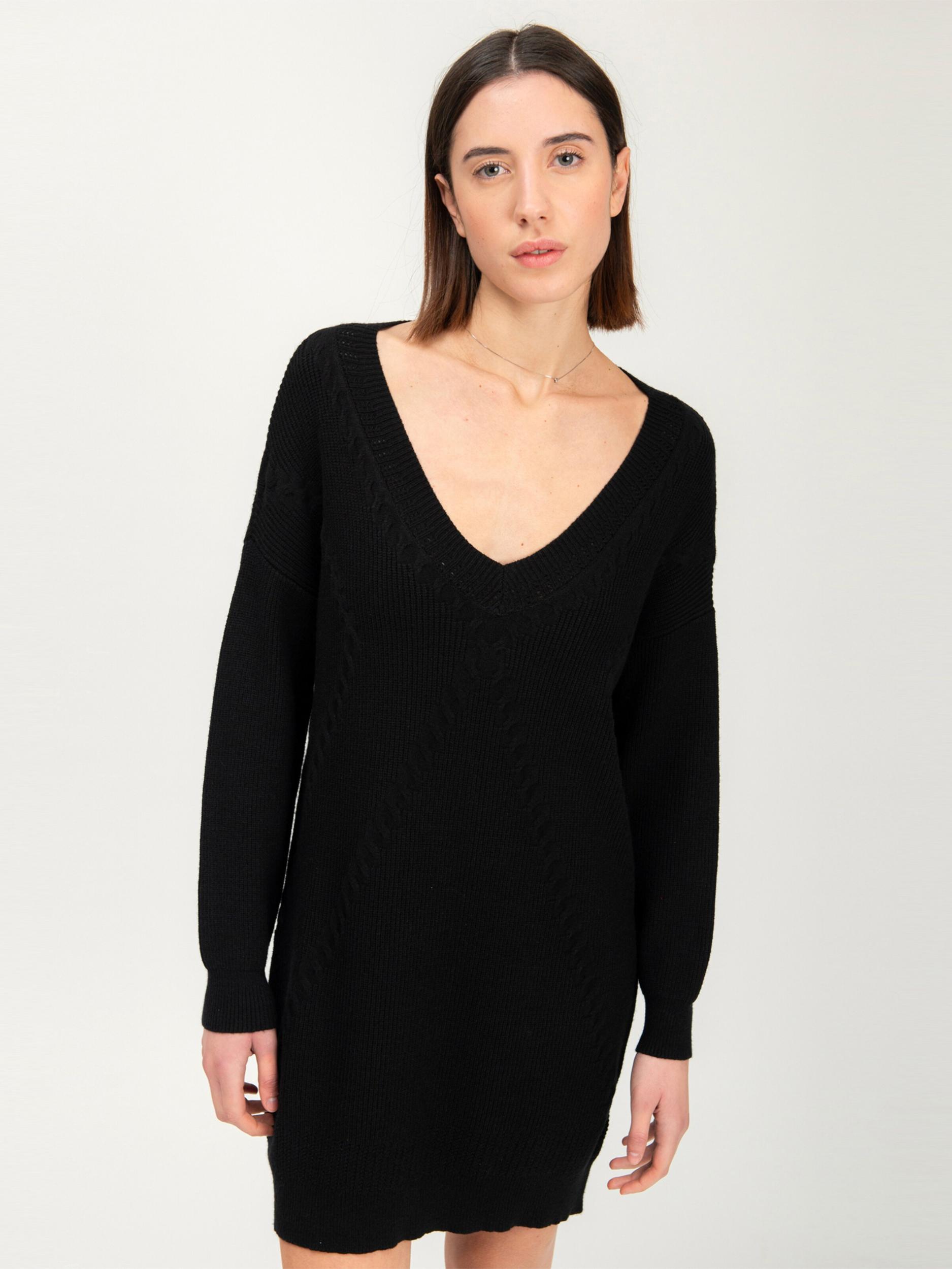 Influencer Pletena obleka črna