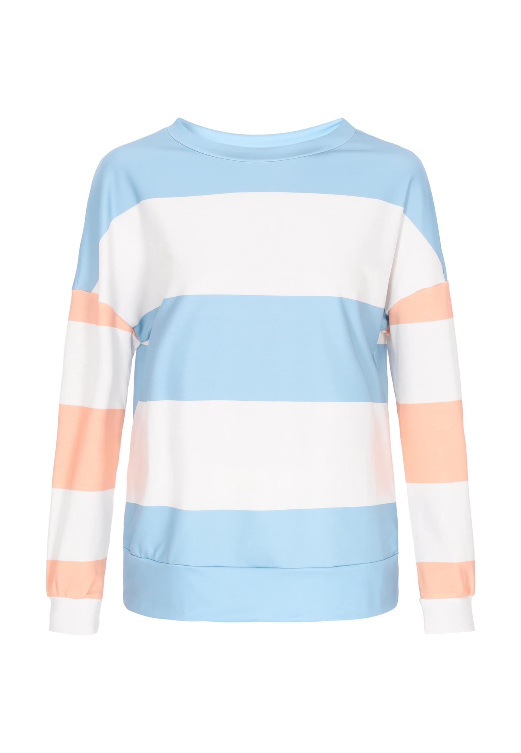 SANIKA Majica svetlo modra / svetlo oranžna / bela