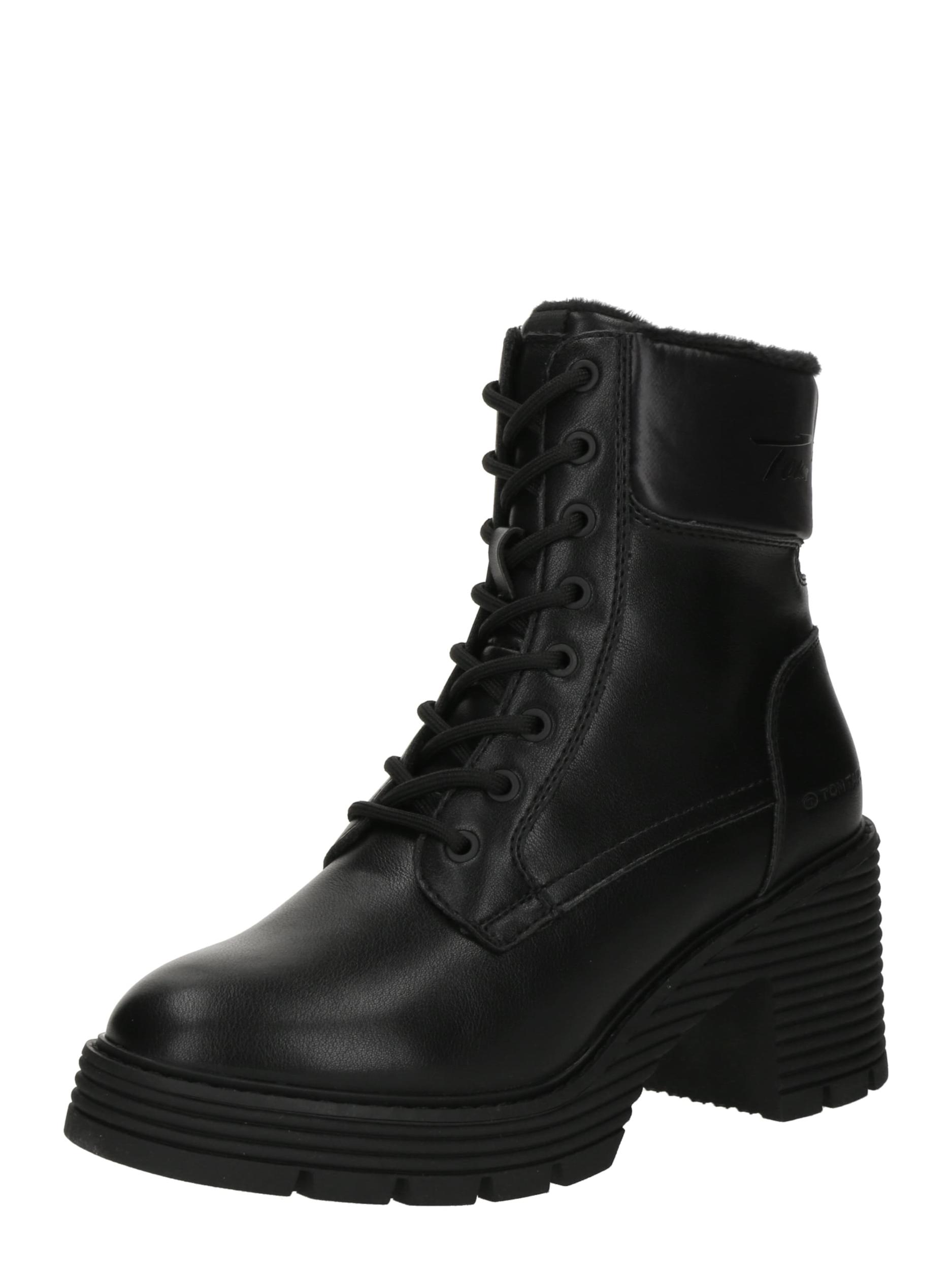 TOM TAILOR Gležnarji z vezalkami črna