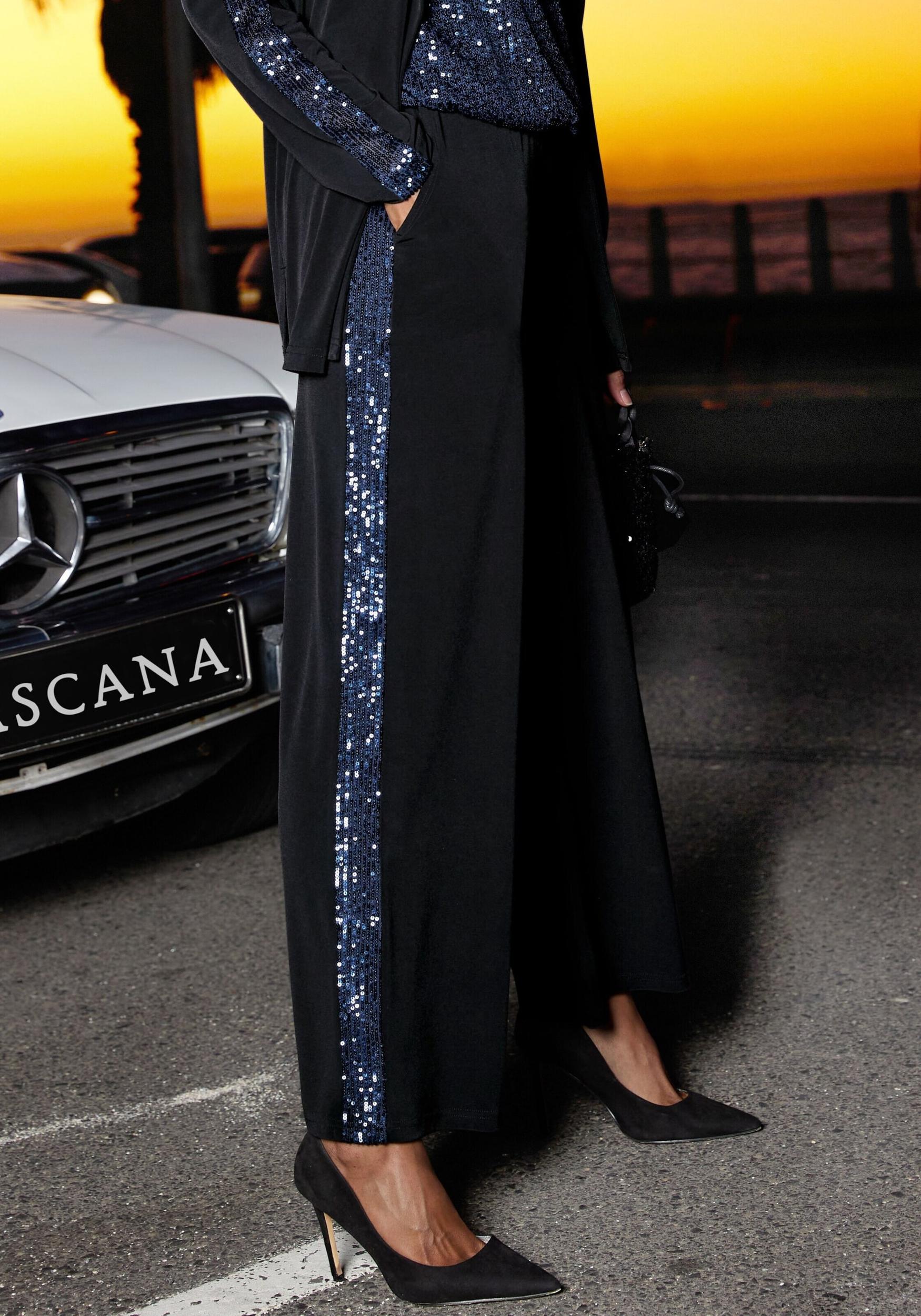 LASCANA Hlače modra / črna