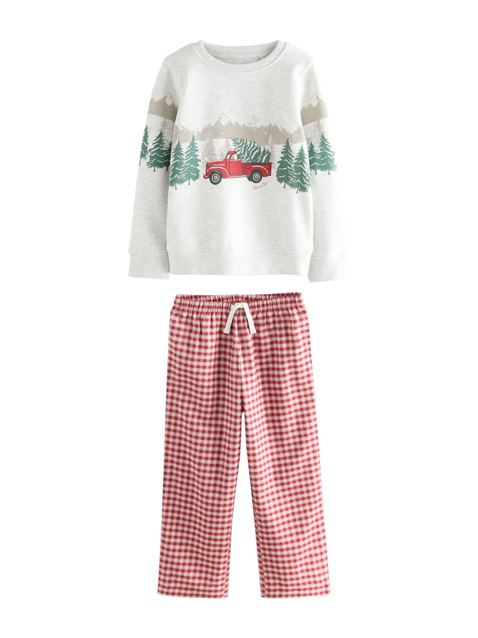 Next Pižama ecru / jelka / svetlo zelena / rdeča