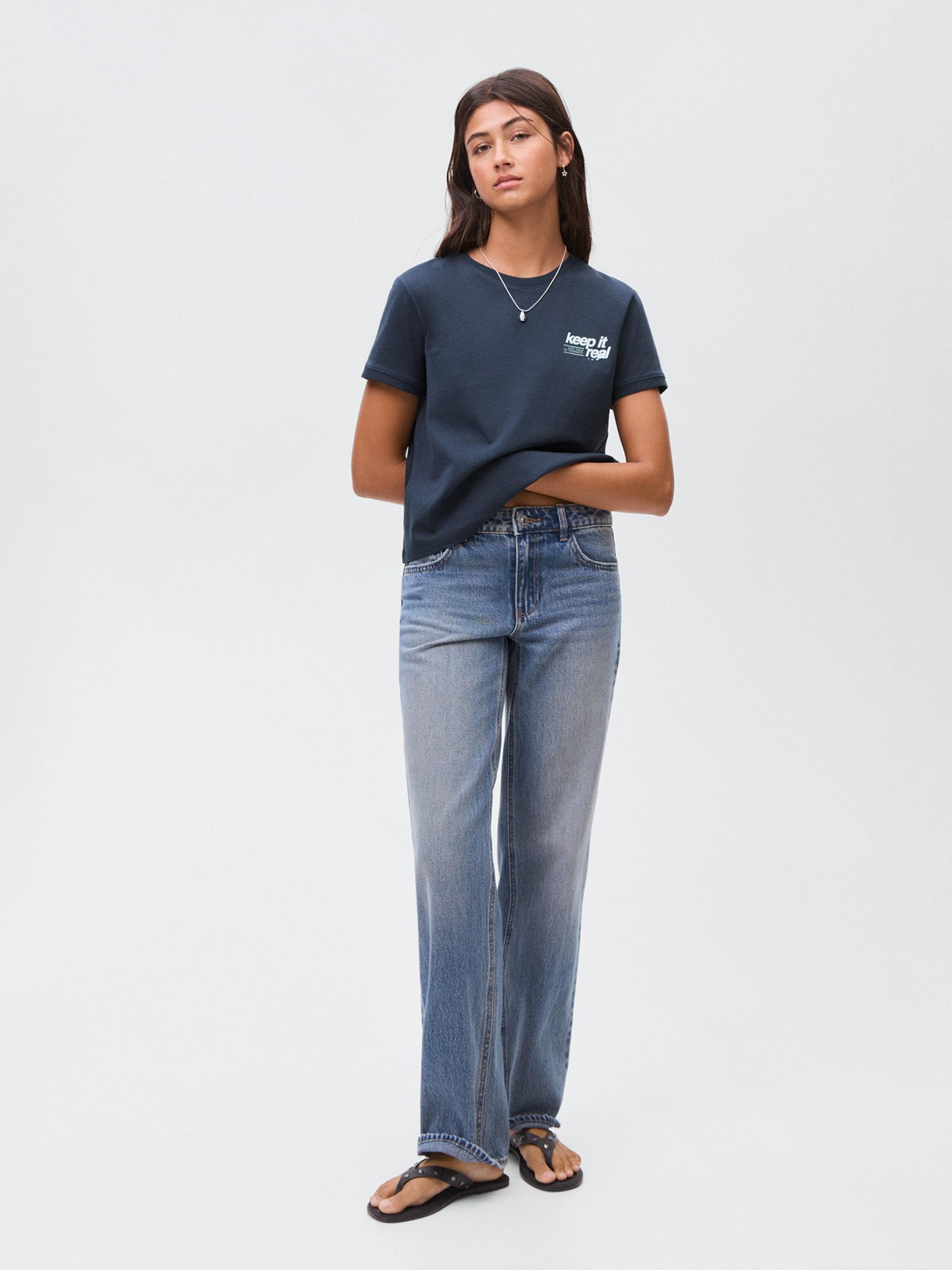 MANGO TEEN Majica 'Keep' marine / bela