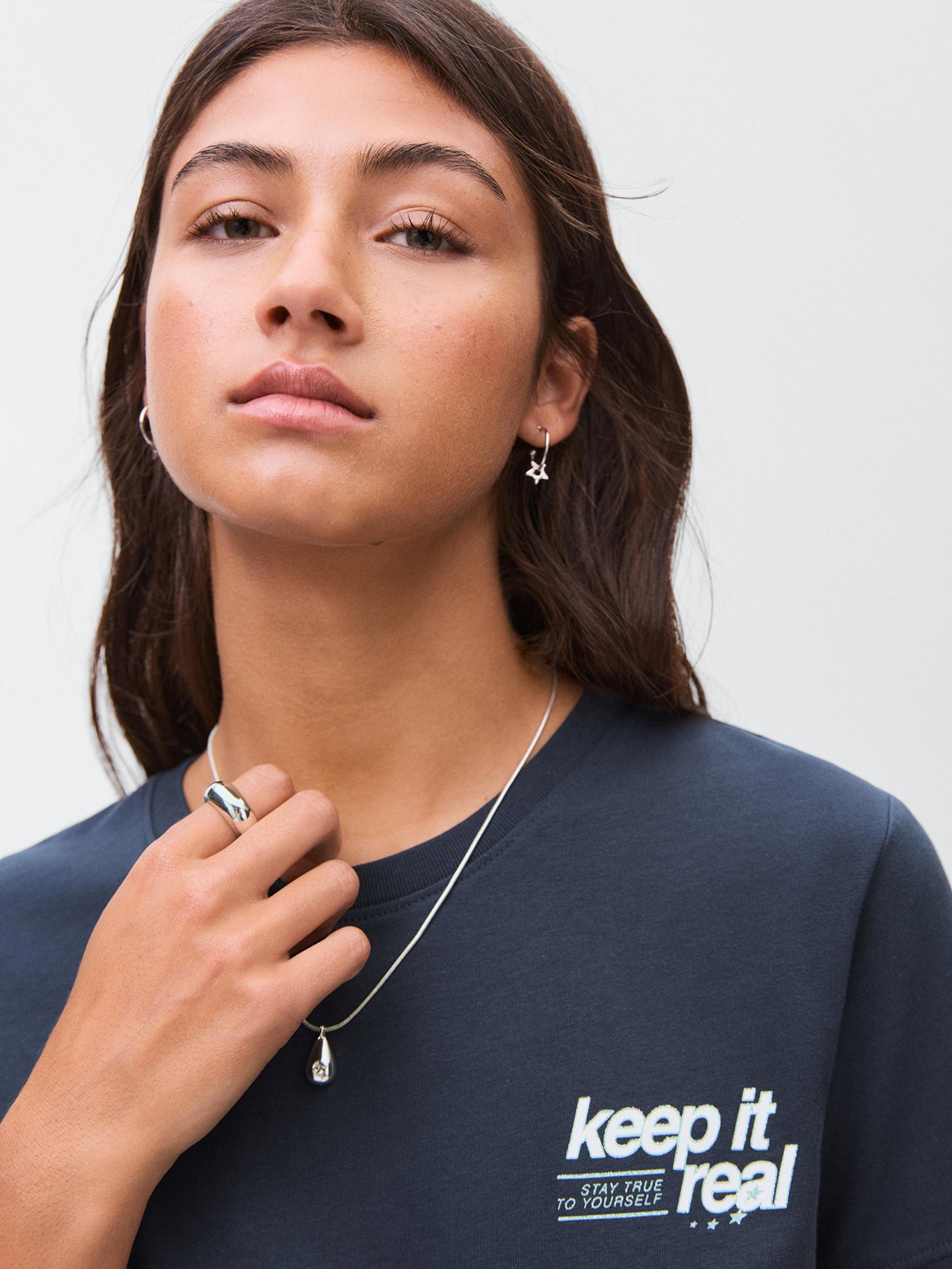 MANGO TEEN Majica 'Keep' marine / bela