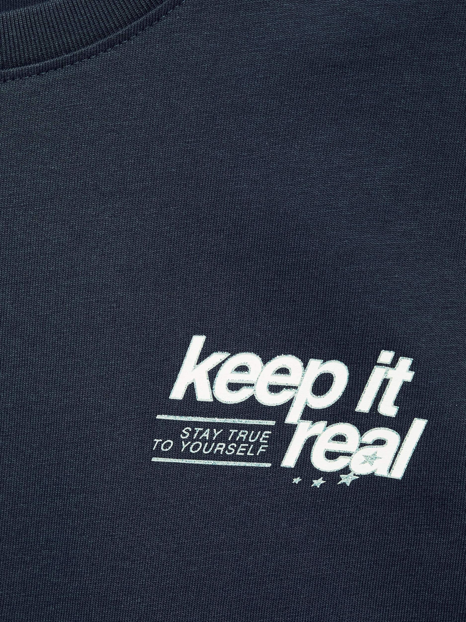 MANGO TEEN Majica 'Keep' marine / bela