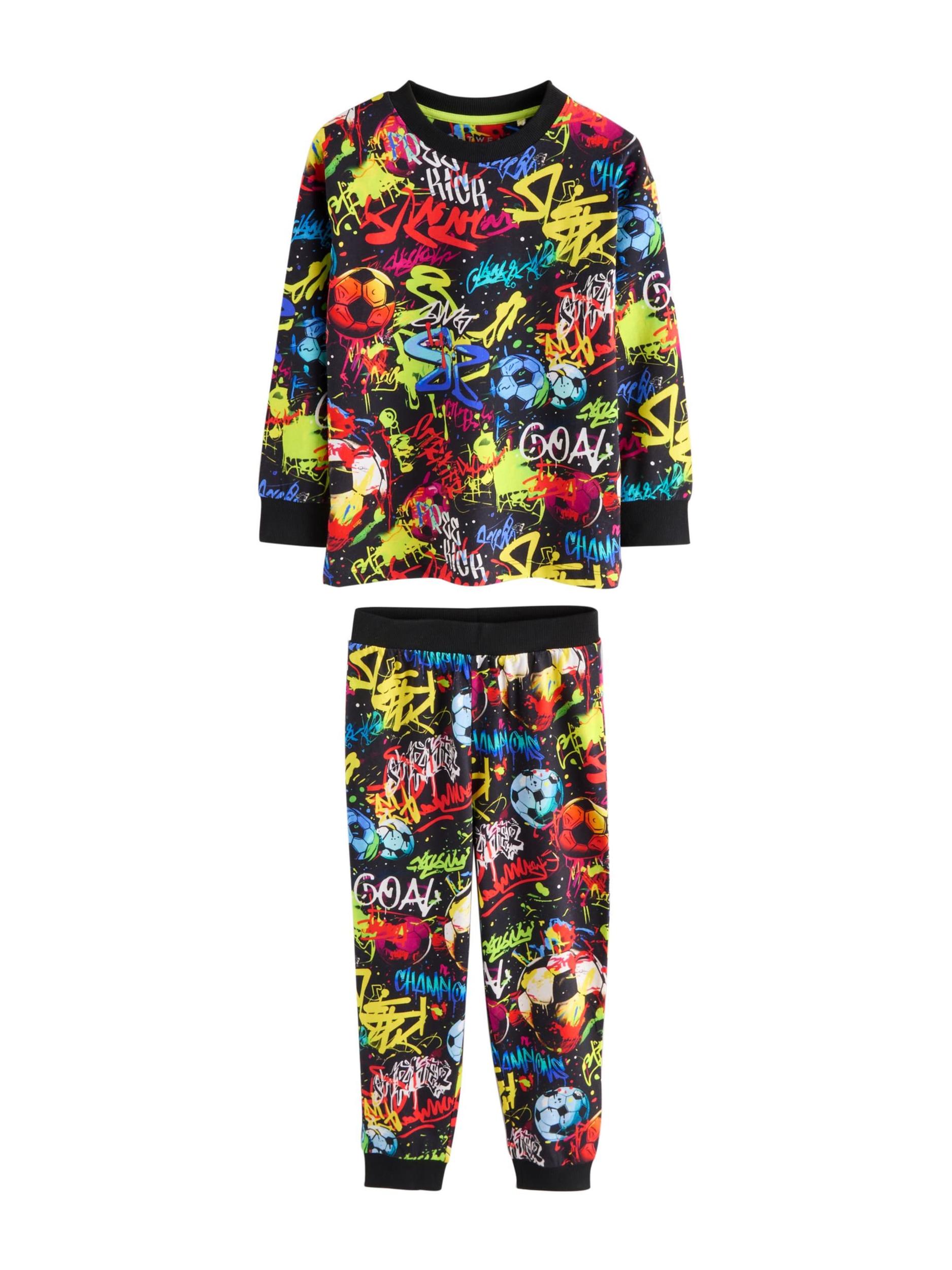 Next Pižama modra / neonsko zelena / rdeča / črna