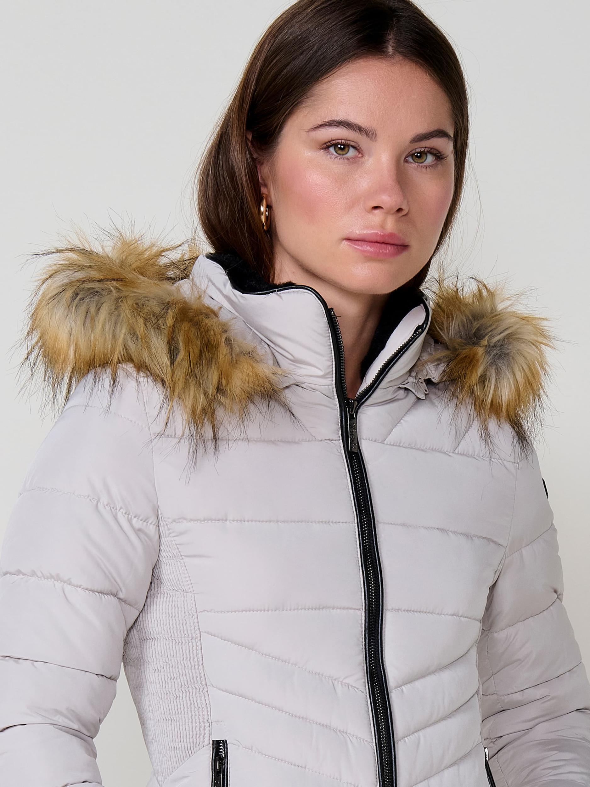 KOROSHI Zimska jakna svetlo rjava / srebrno-siva