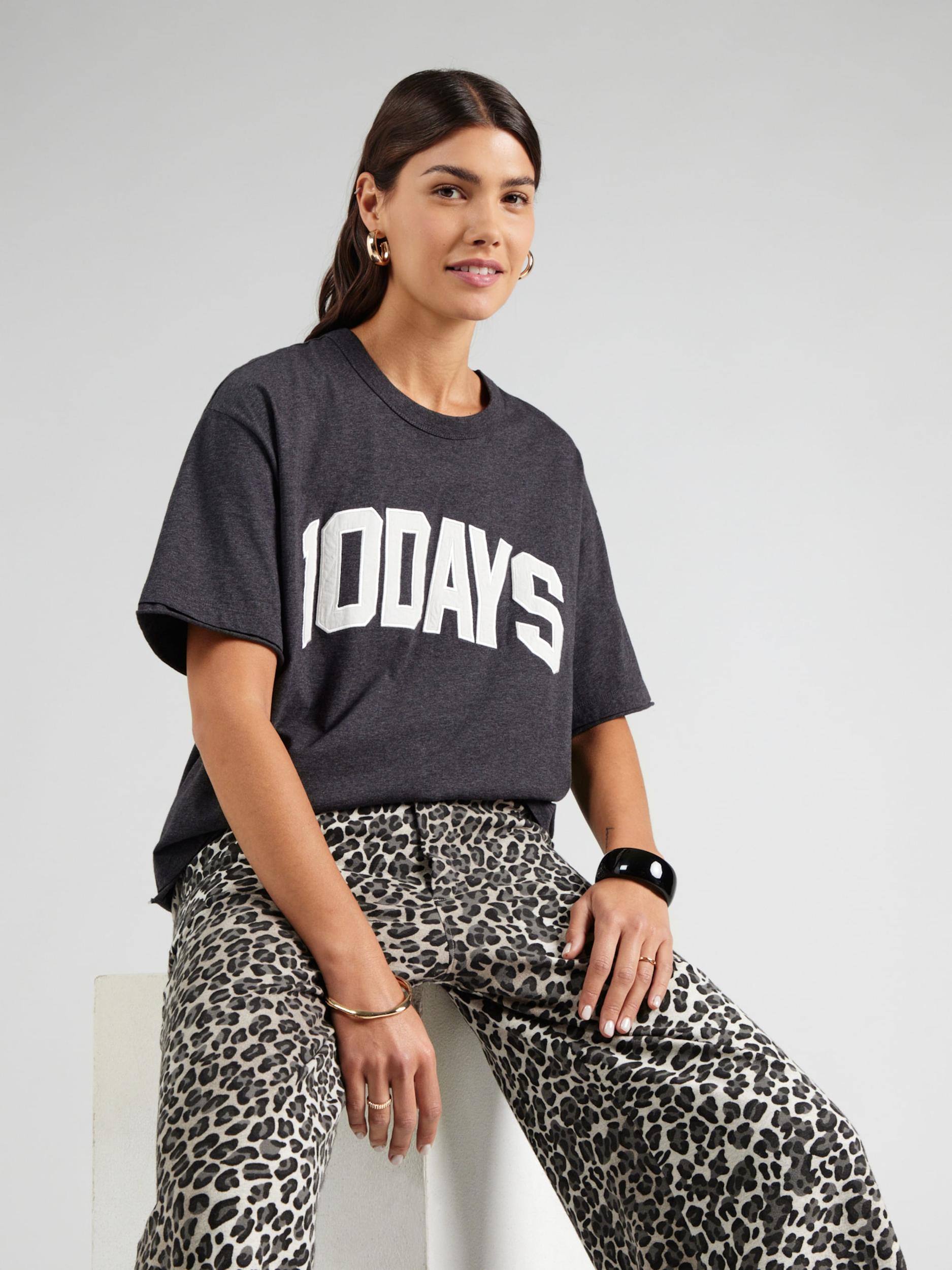 10Days Majica temno siva / bela