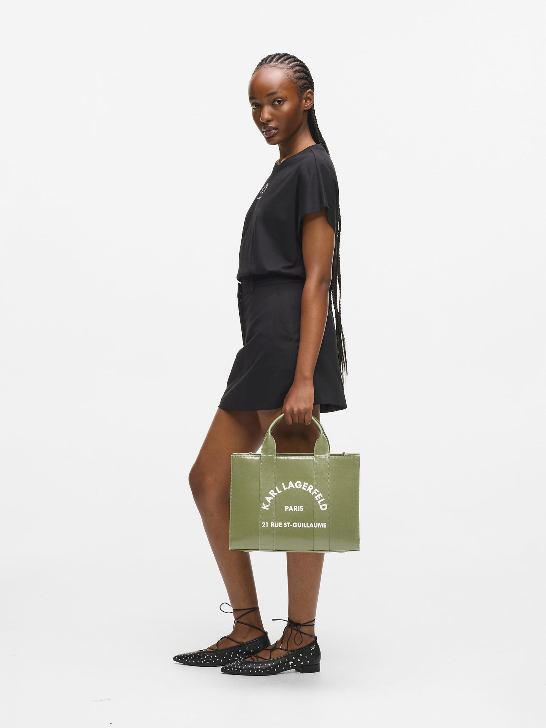 Karl Lagerfeld Nakupovalna torba kivi / naravno bela