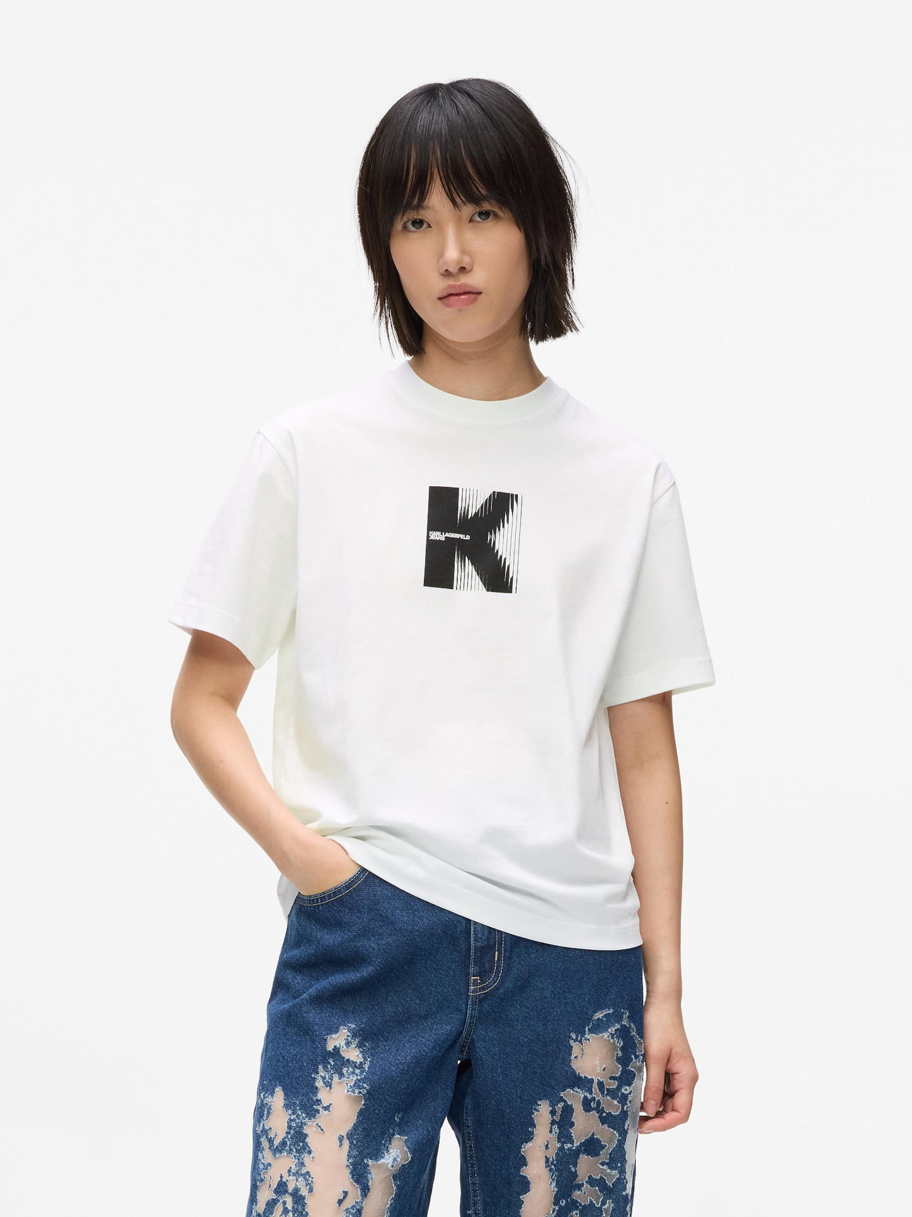 KARL LAGERFELD JEANS Majica črna / bela