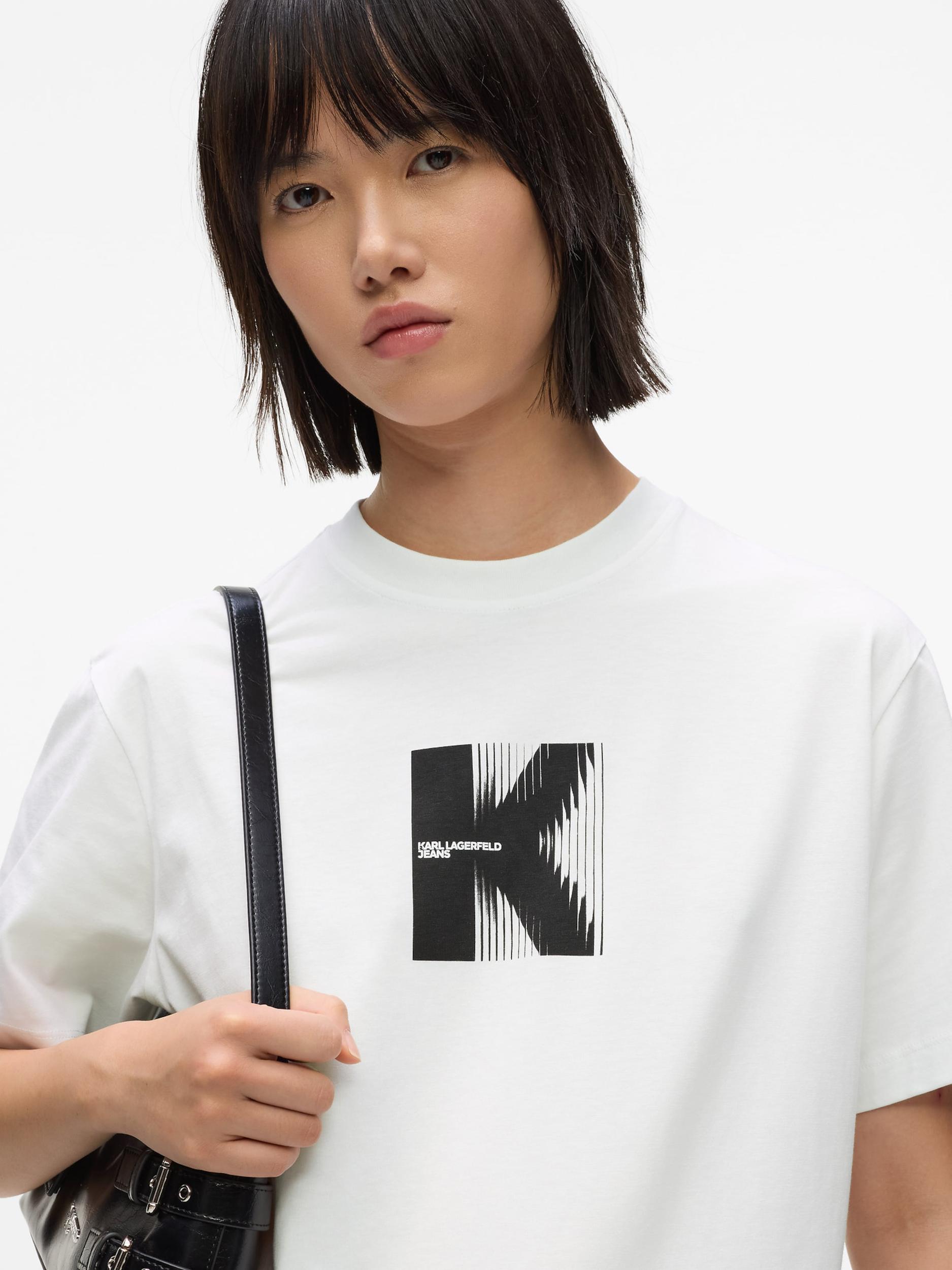 KARL LAGERFELD JEANS Majica črna / bela
