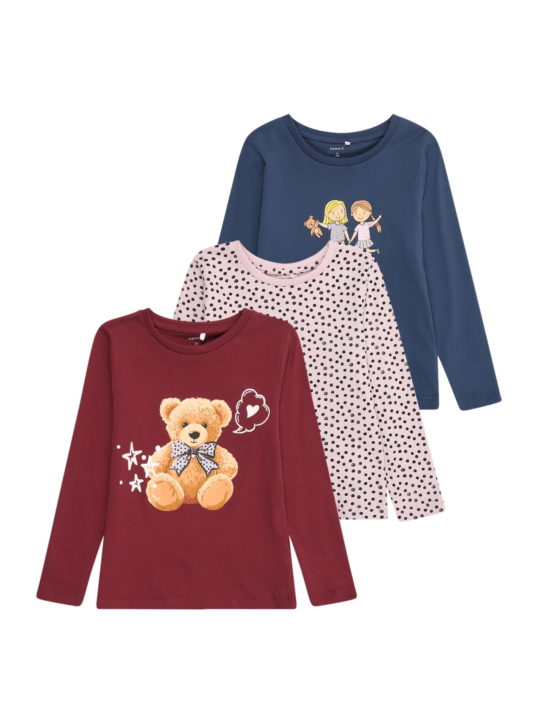 NAME IT Majica 'NMFNIA' mornarska / rosé / burgund / črna