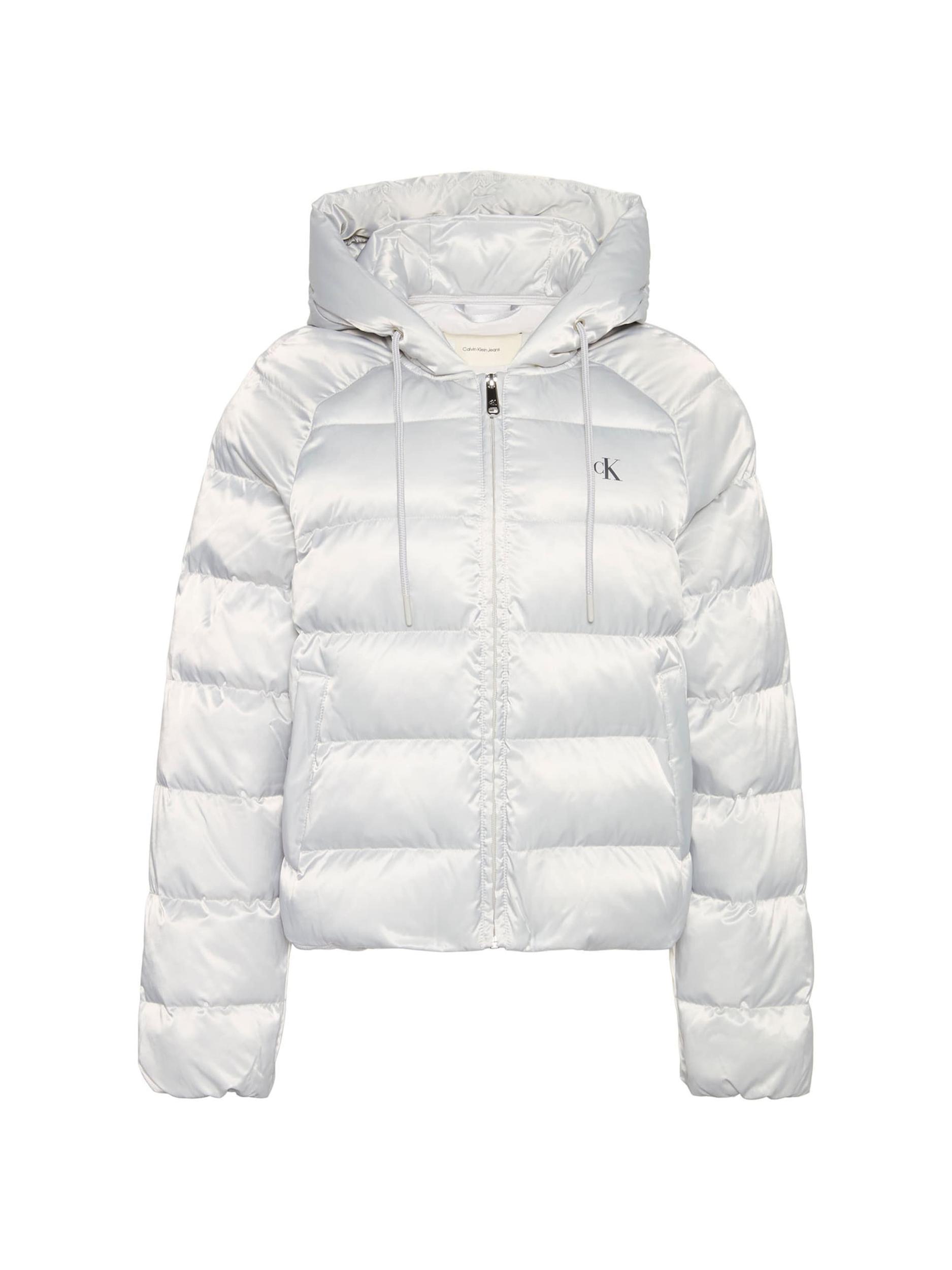 Calvin Klein Jeans Prehodna jakna svetlo siva / bela