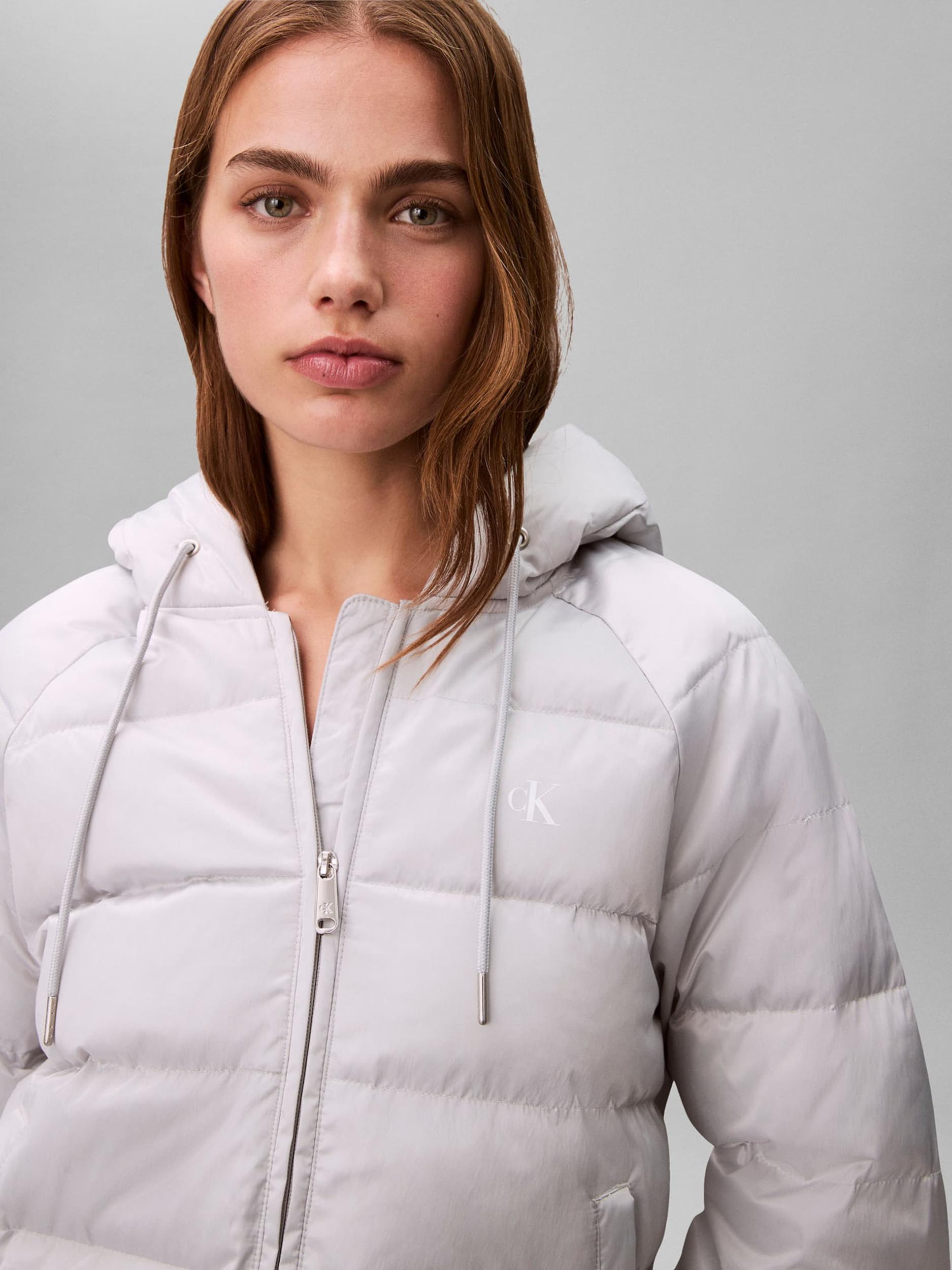 Calvin Klein Jeans Prehodna jakna svetlo siva / bela