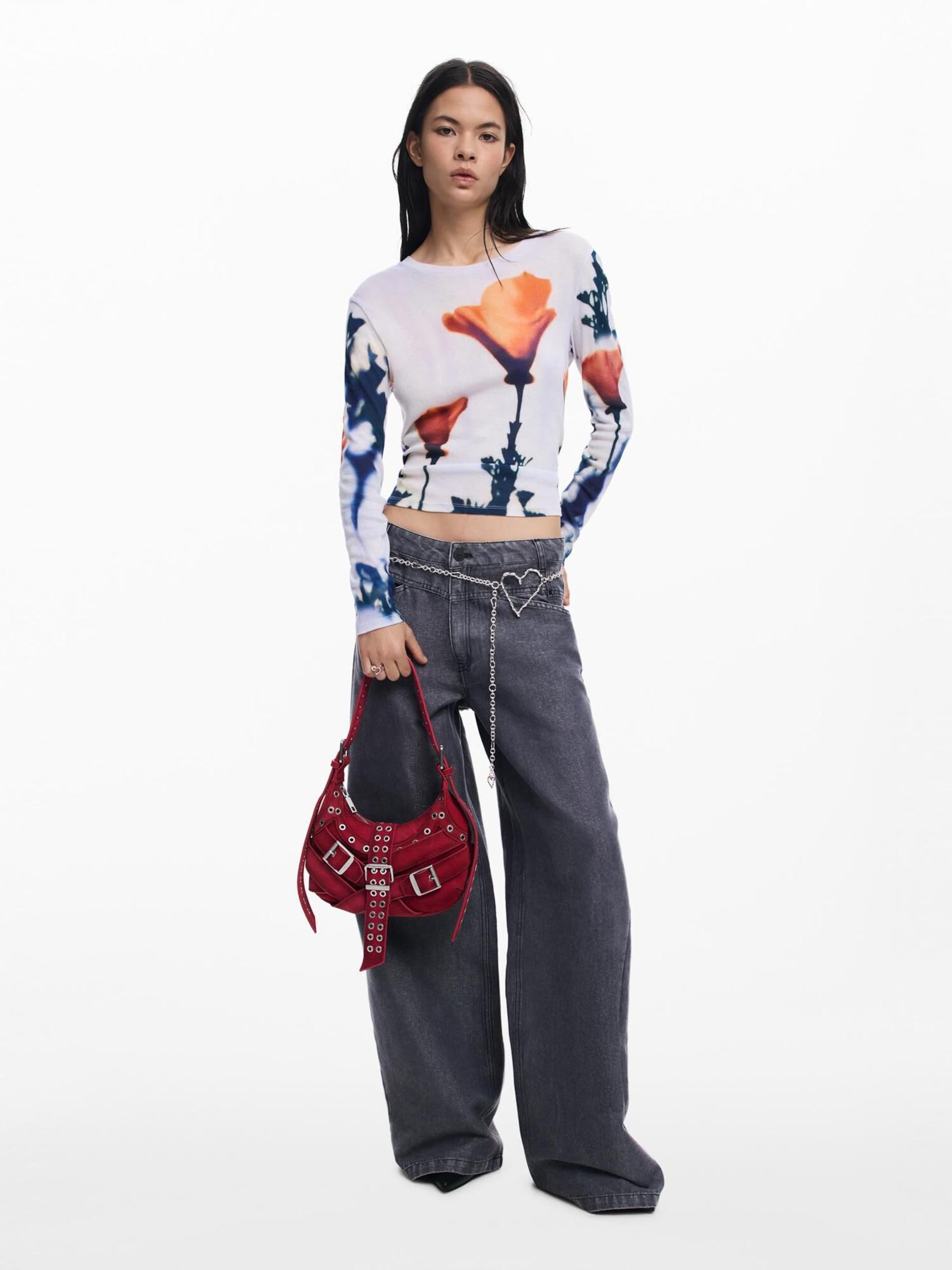 Desigual Majica 'Poppy' mornarska / korala / bela