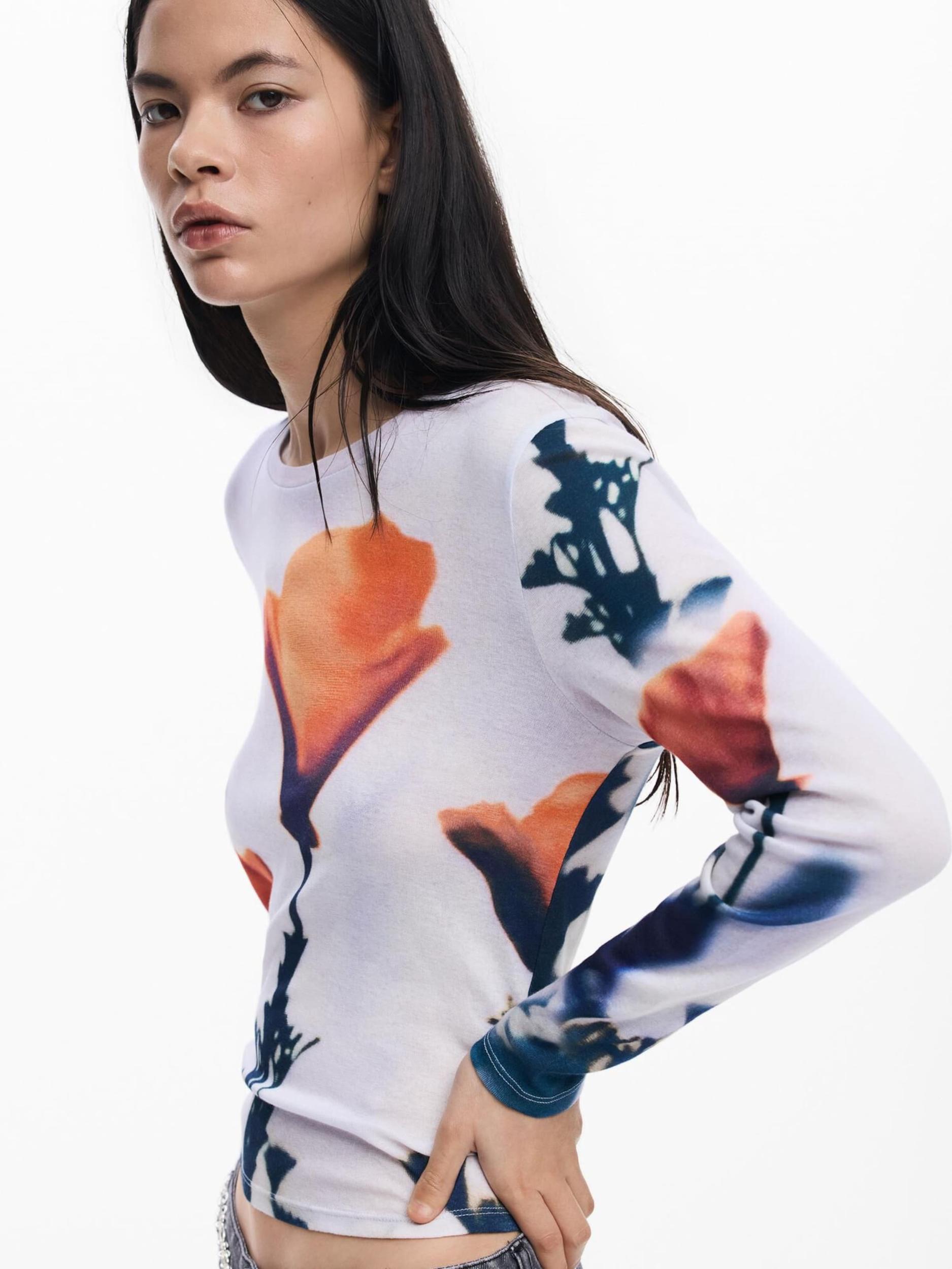 Desigual Majica 'Poppy' mornarska / korala / bela