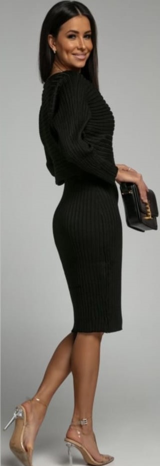 Spletna trgovina Versino - Karmen Skočaj s.p. Elegantna dvodelna pletena obleka Mirra