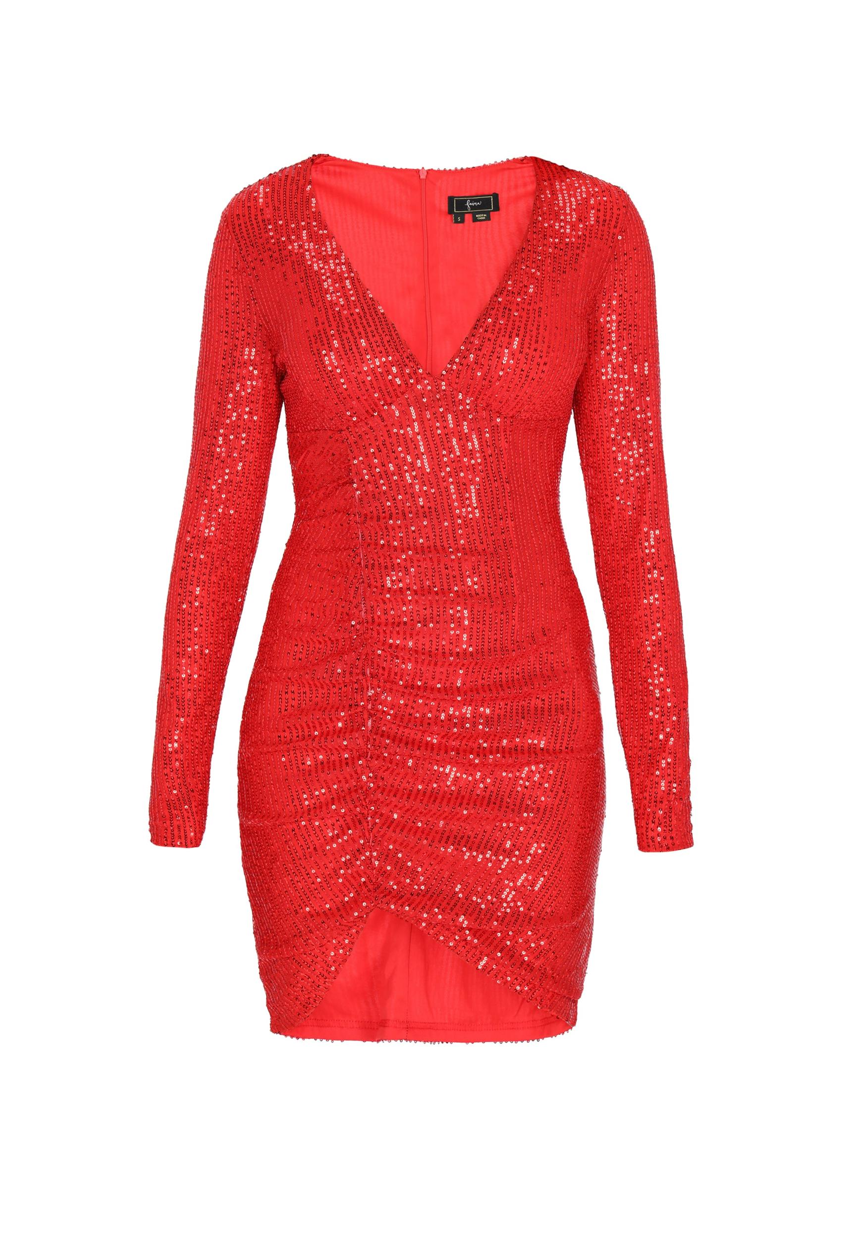 faina Koktejl obleka rdeča