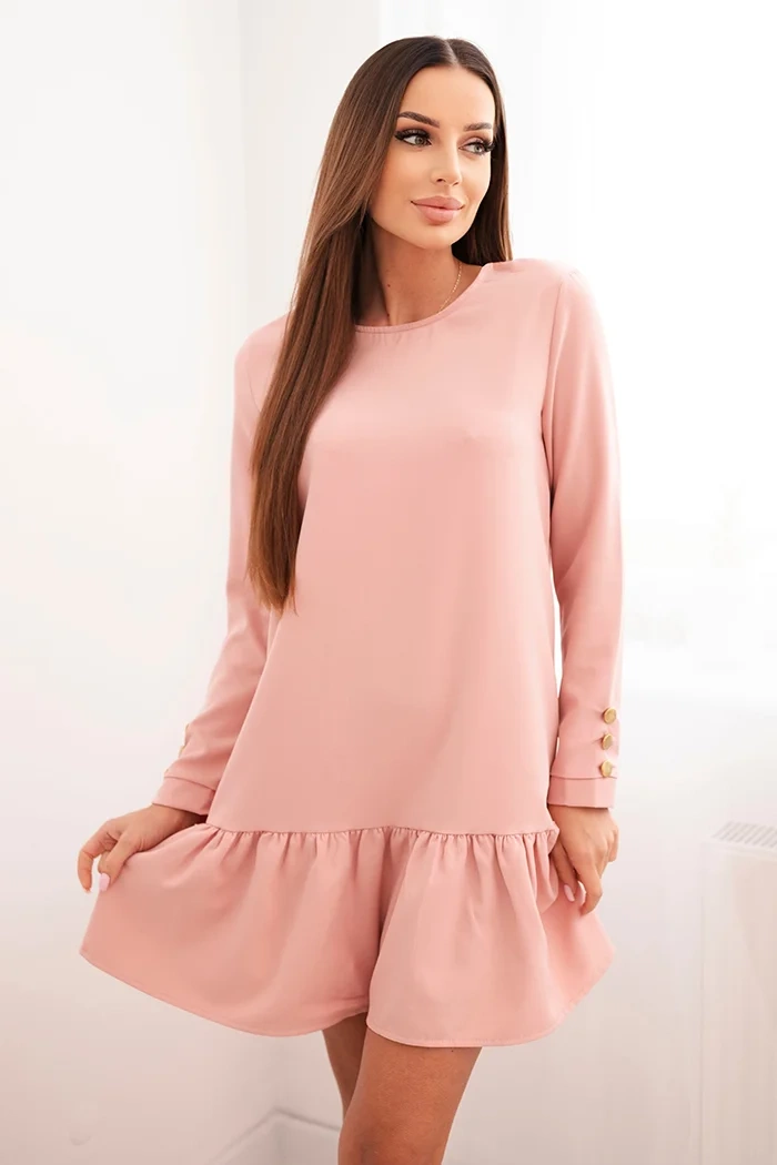 Kesi Ruffle dress in dark powder pink