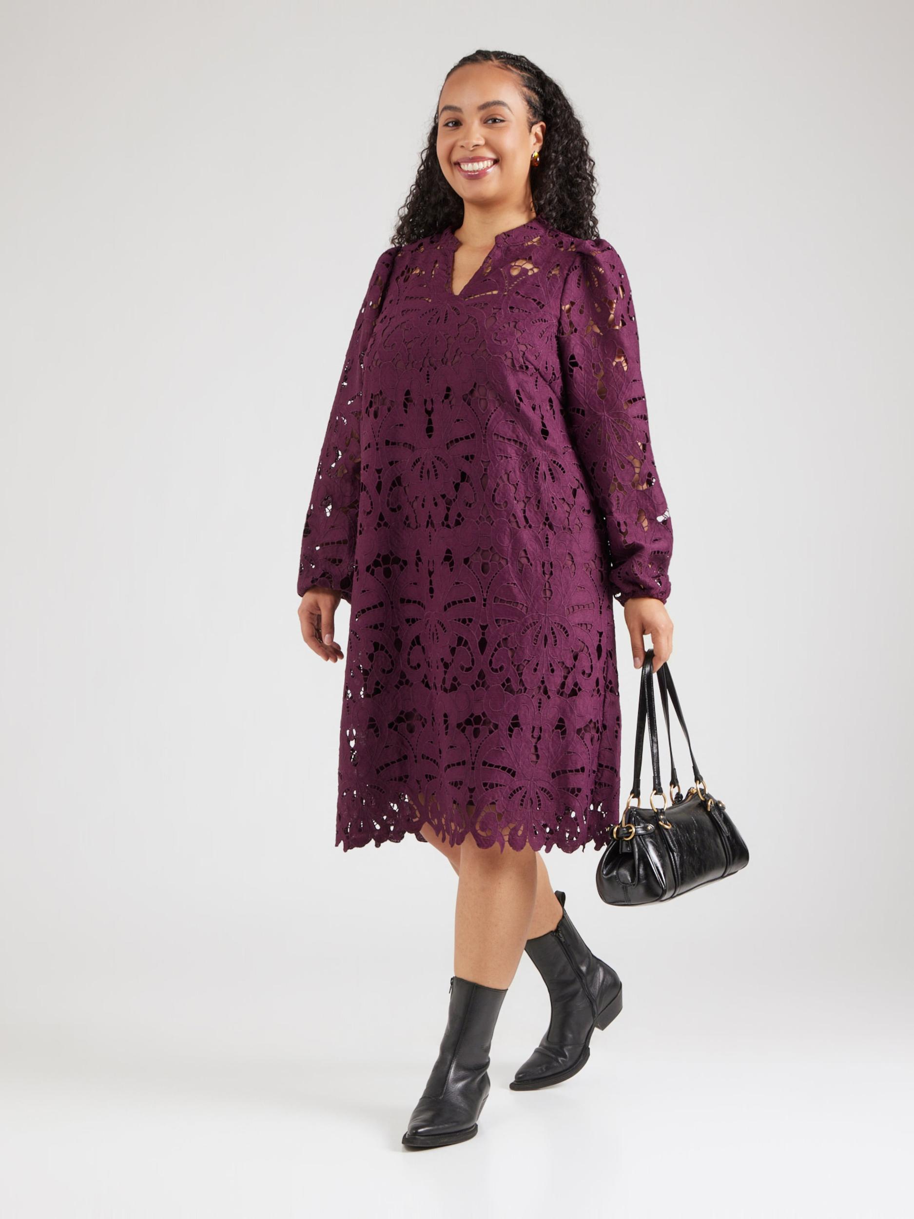 ONLY Carmakoma Koktejl obleka vinsko rdeča