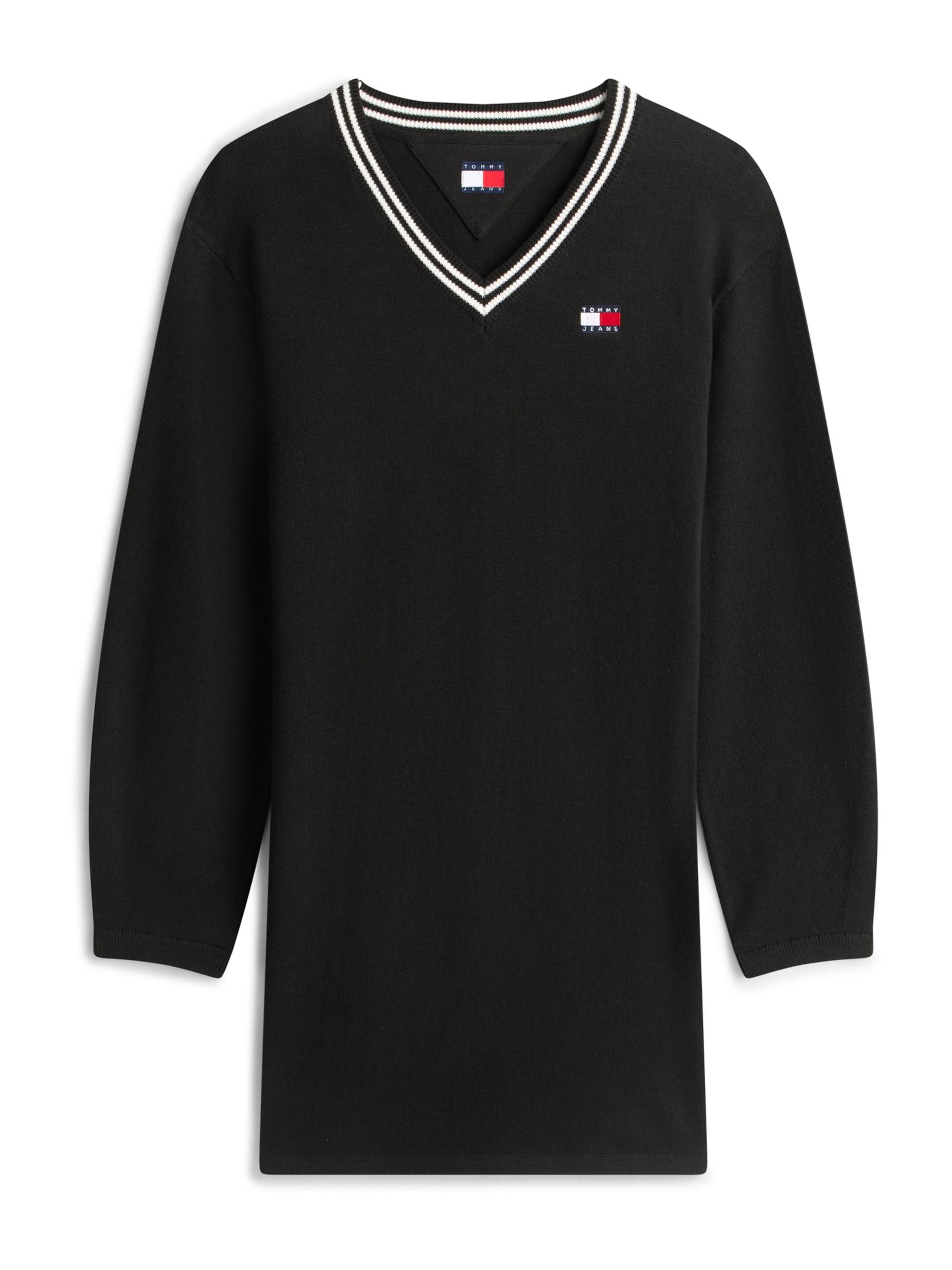 Tommy Jeans Pletena obleka rdeča / črna / bela