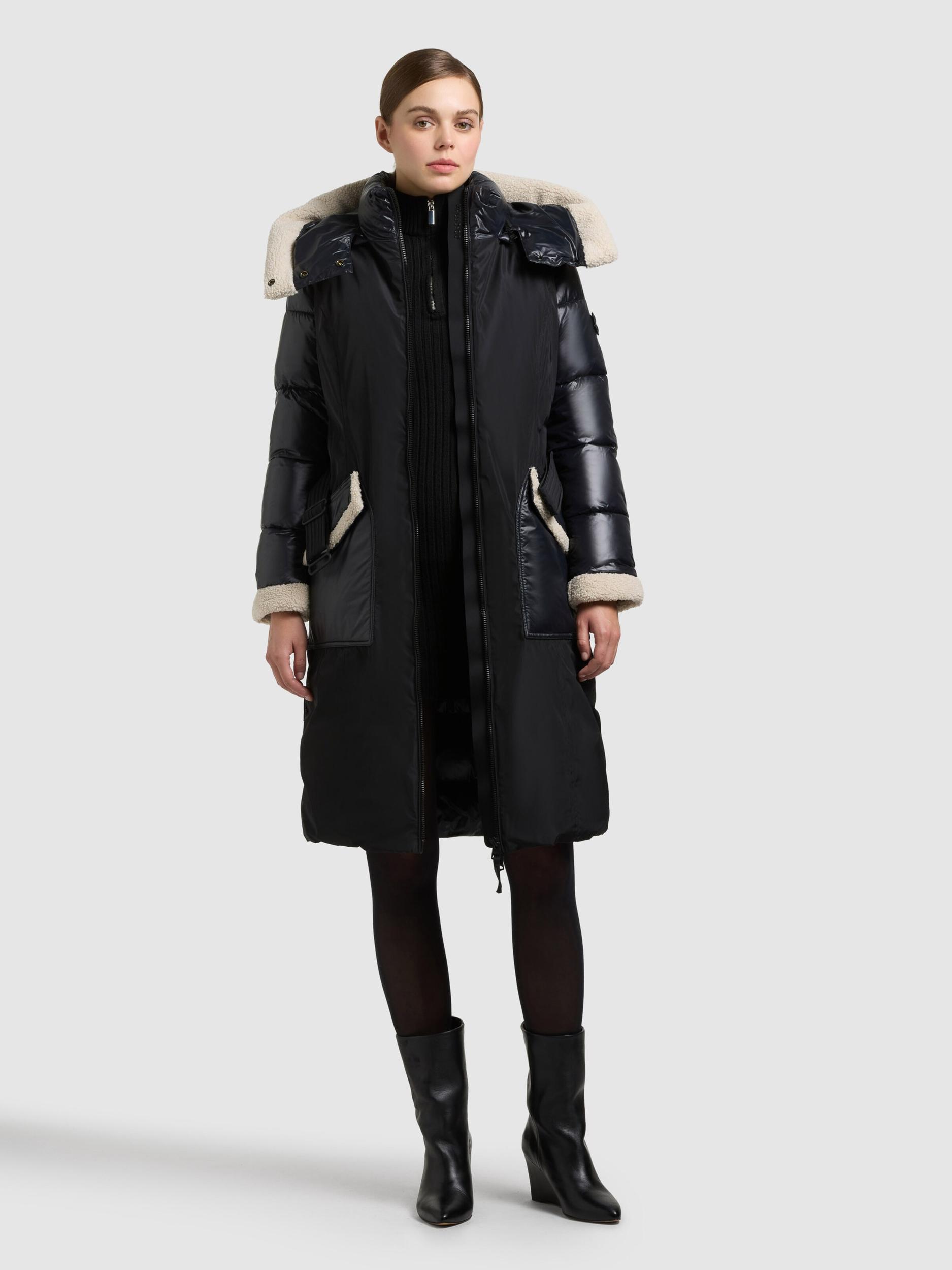 khujo Zimski plašč 'Poppy' svetlo bež / črna