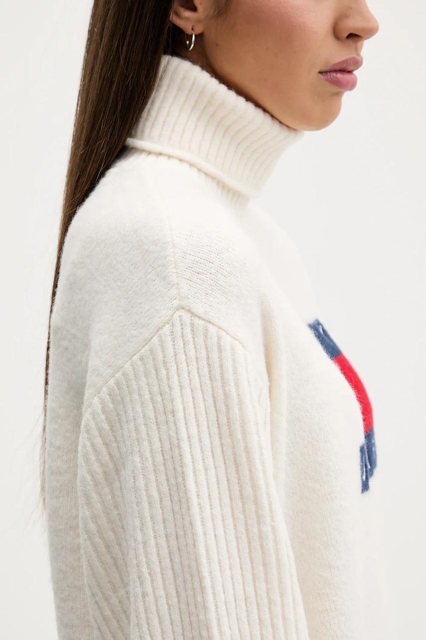 Obleka s primesjo volne Tommy Jeans