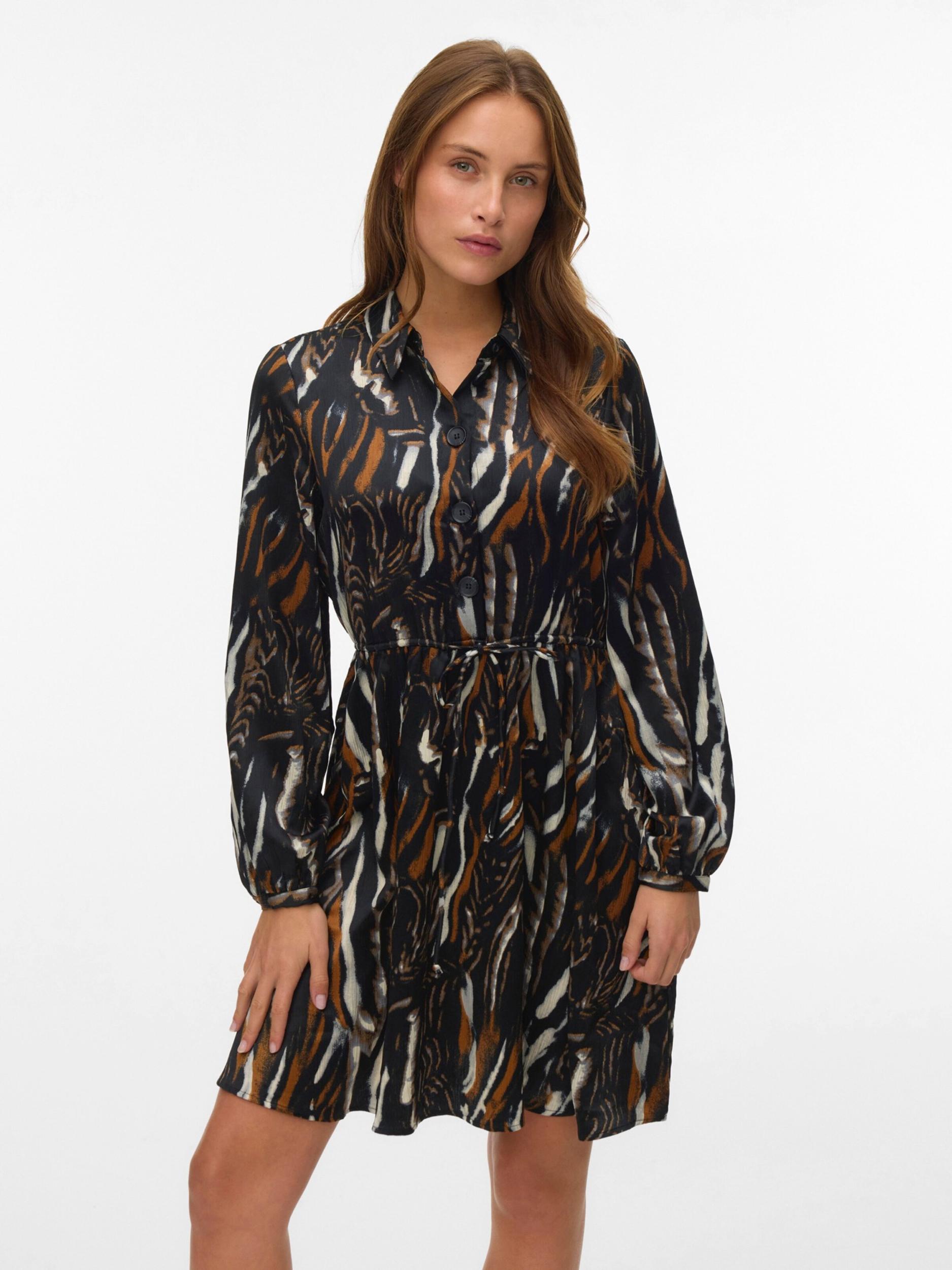 VERO MODA Dolga srajca 'VMFERNA' oranžna / črna / bela