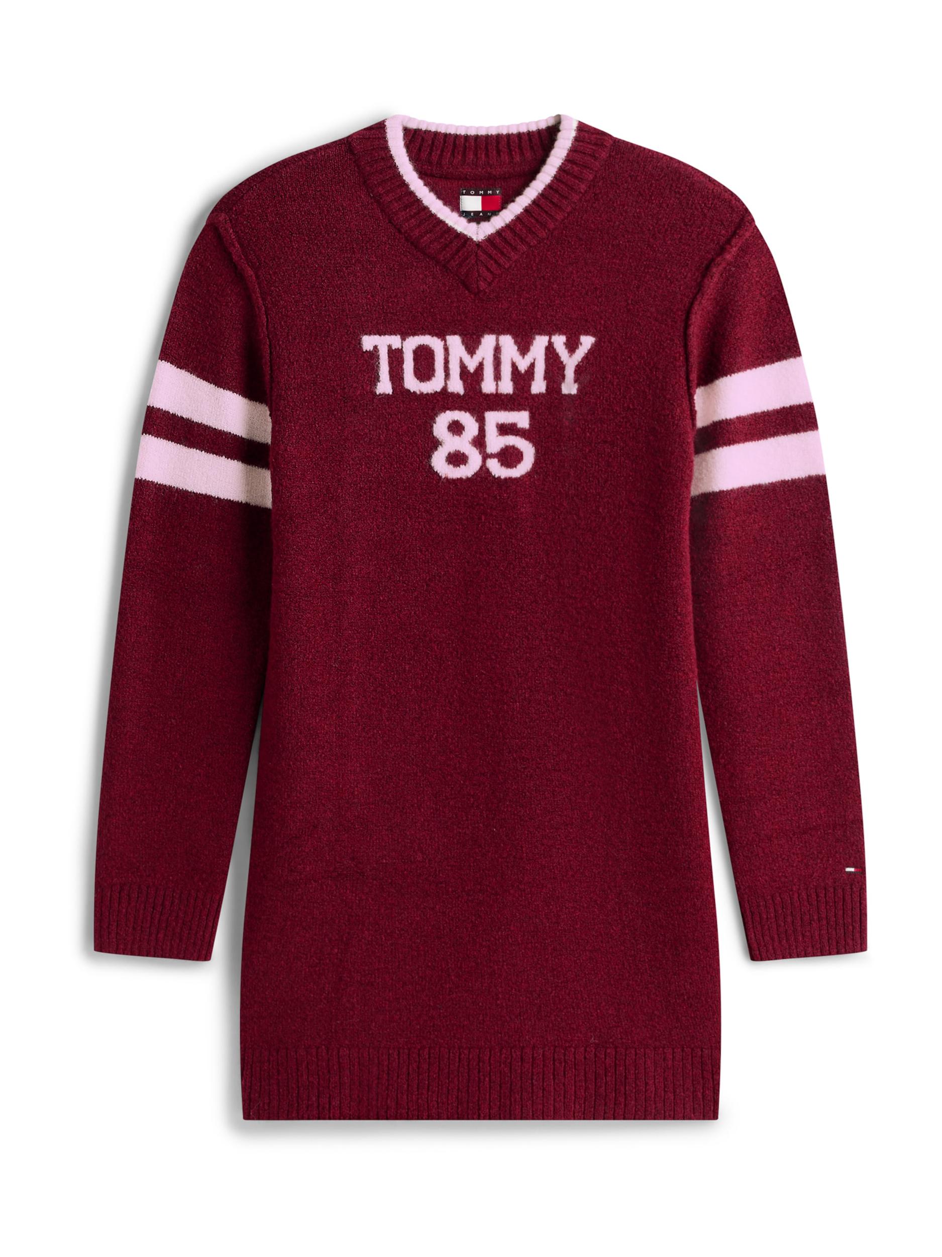 Tommy Jeans Pletena obleka orhideja / jagoda