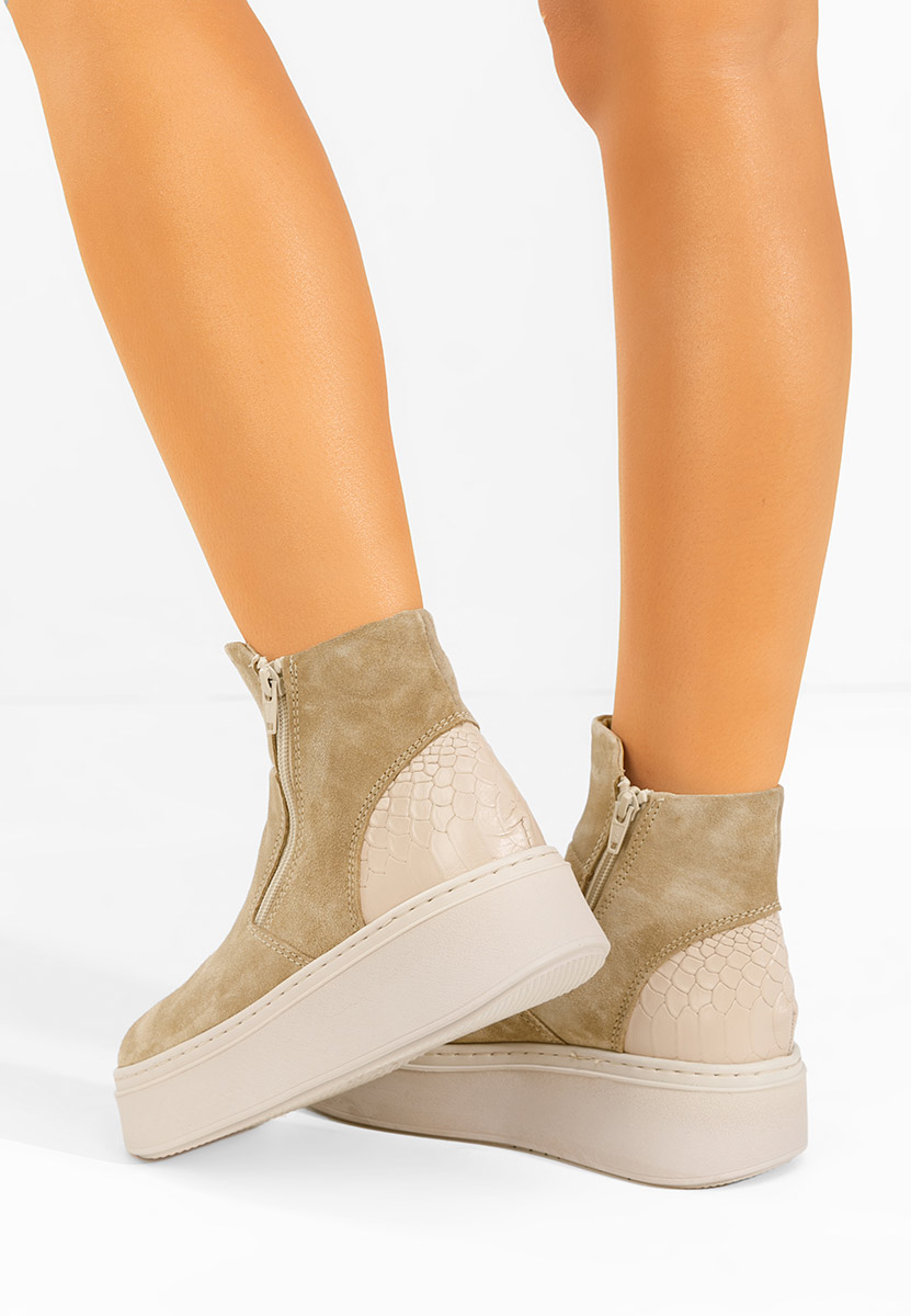 Zapatos Ženski usnjeni gležnjarji Andiora bež