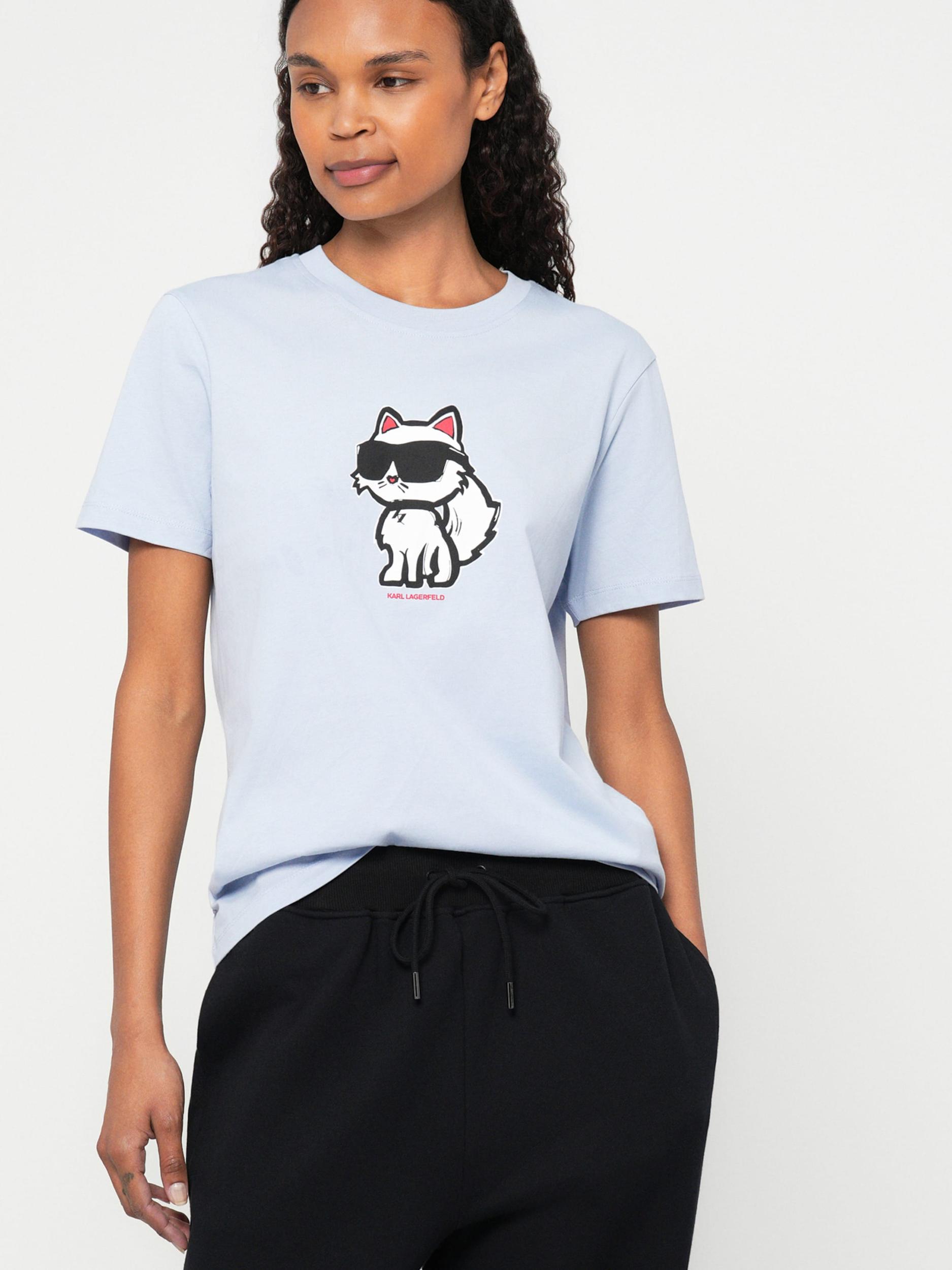 Karl Lagerfeld Majica pastelno modra / rdeča / črna / bela