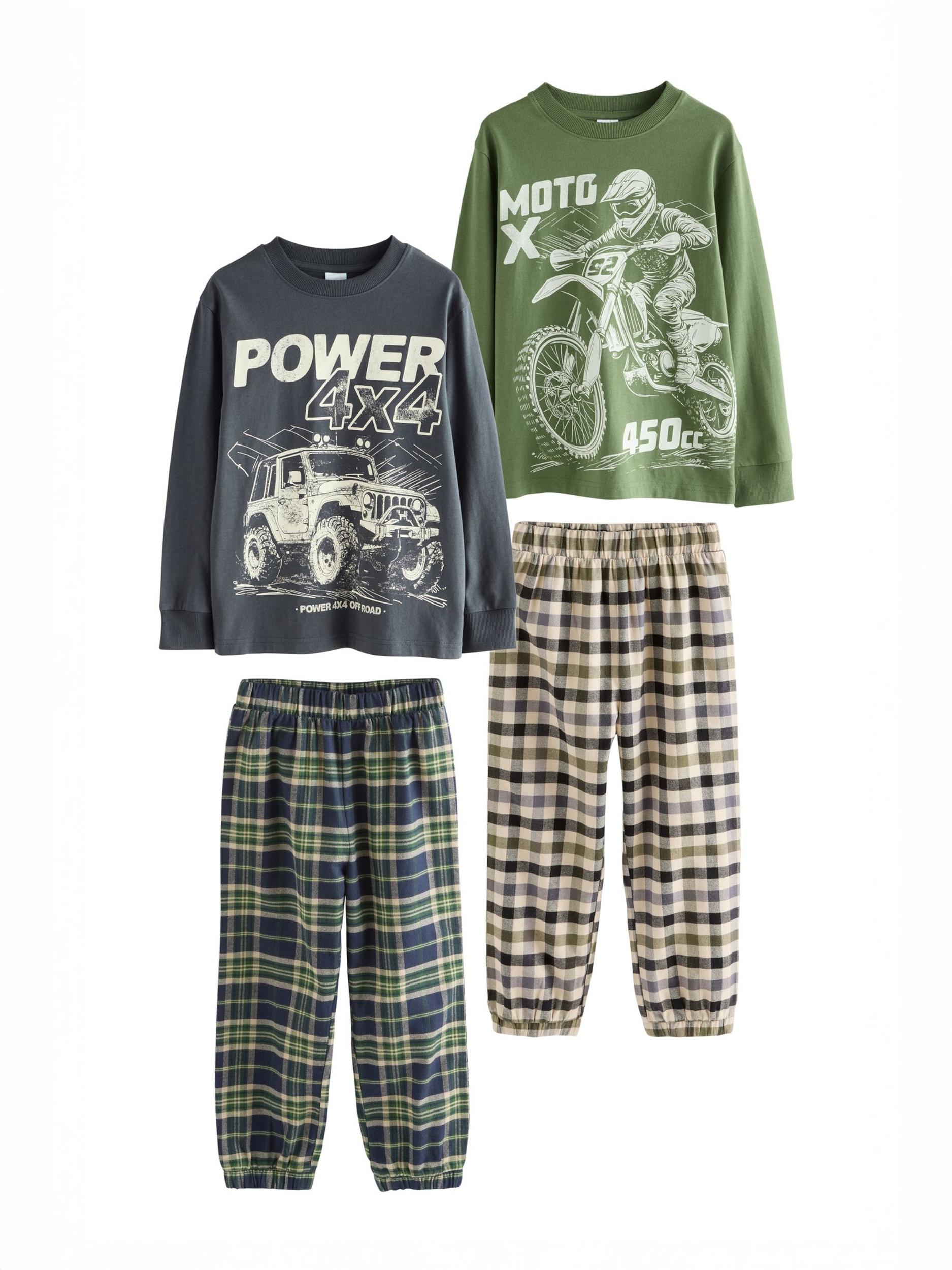 Next Pižama bež / temno modra / zelena / bela