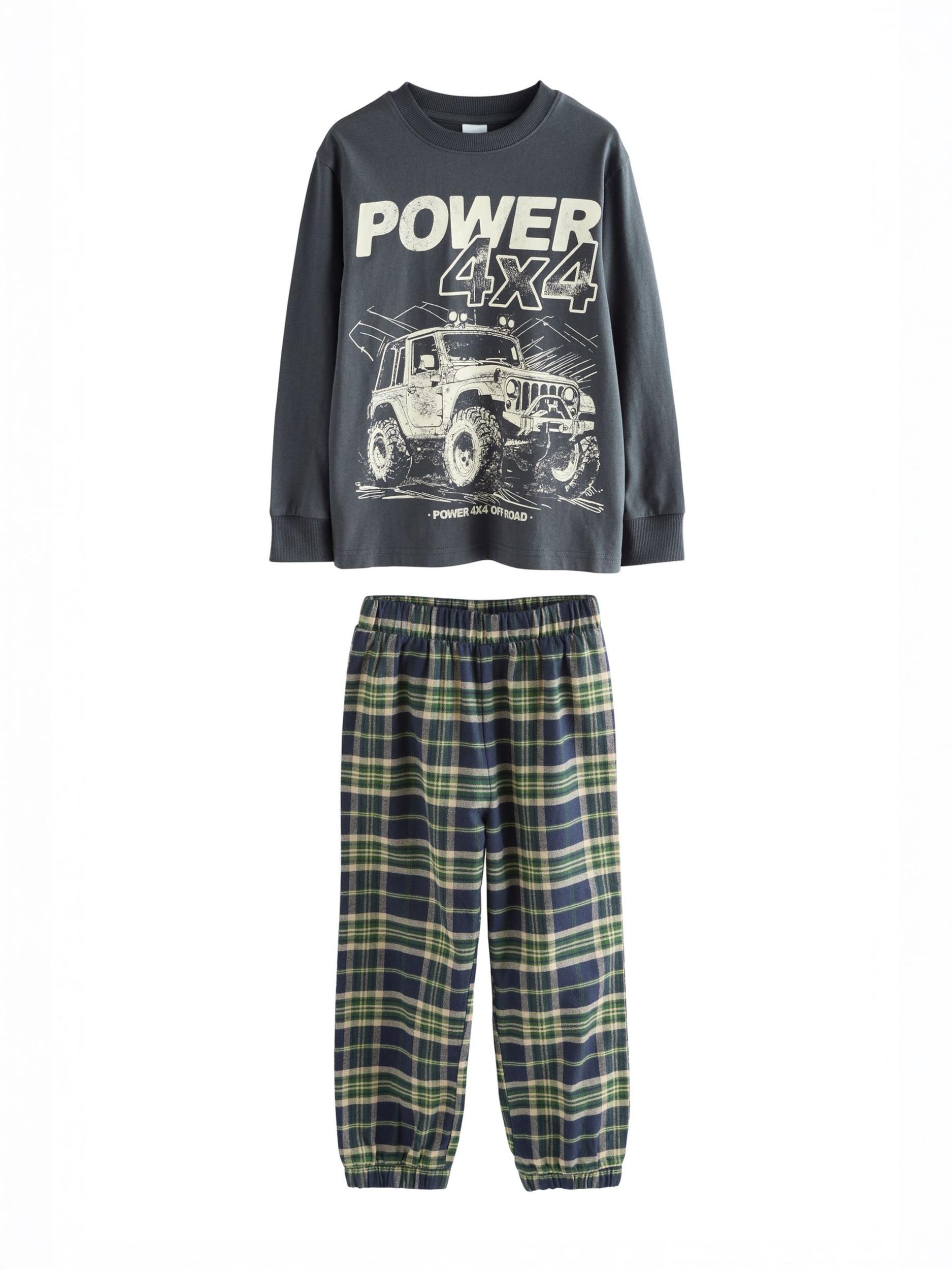 Next Pižama bež / temno modra / zelena / bela