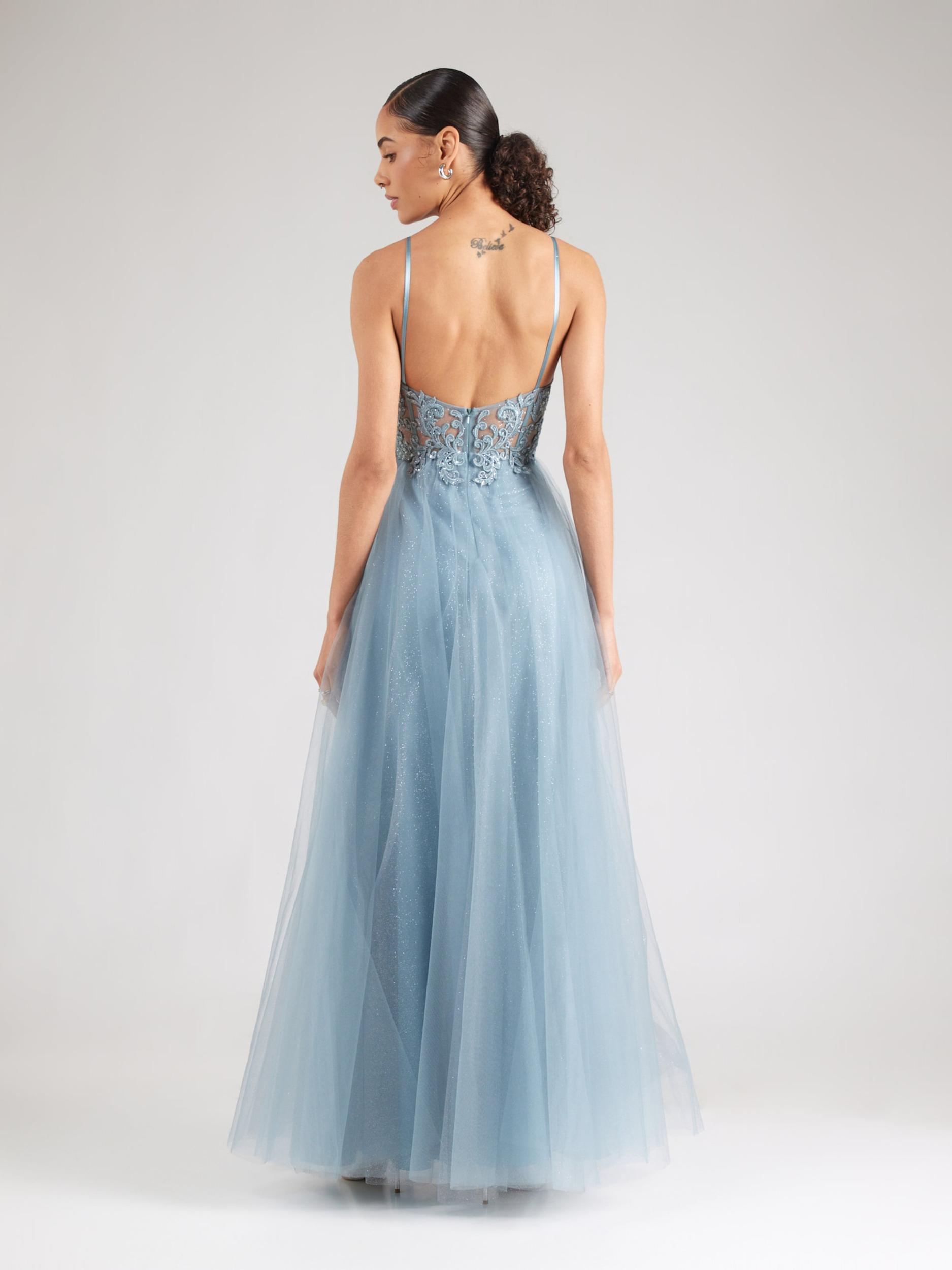 LUXUAR Večerna obleka dimno modra