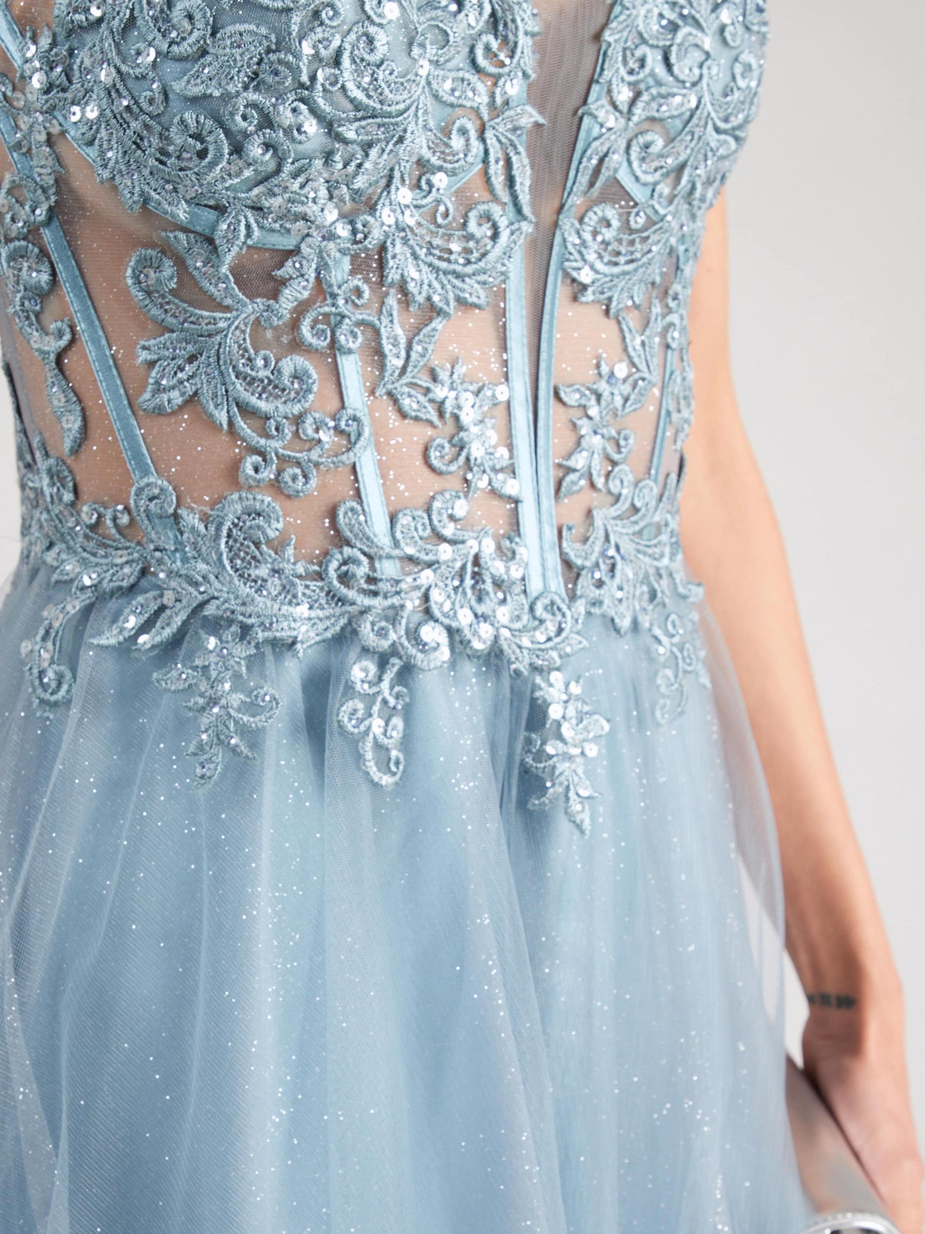 LUXUAR Večerna obleka dimno modra