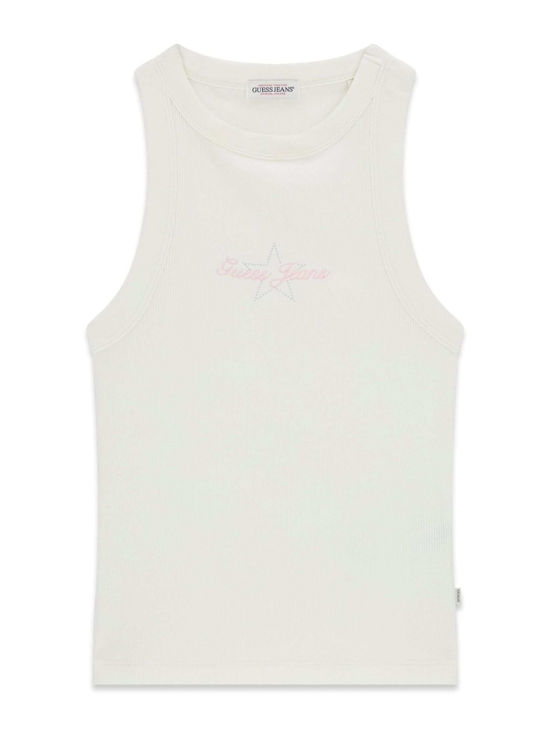 GUESS JEANS Top pesek / svetlo modra / roza