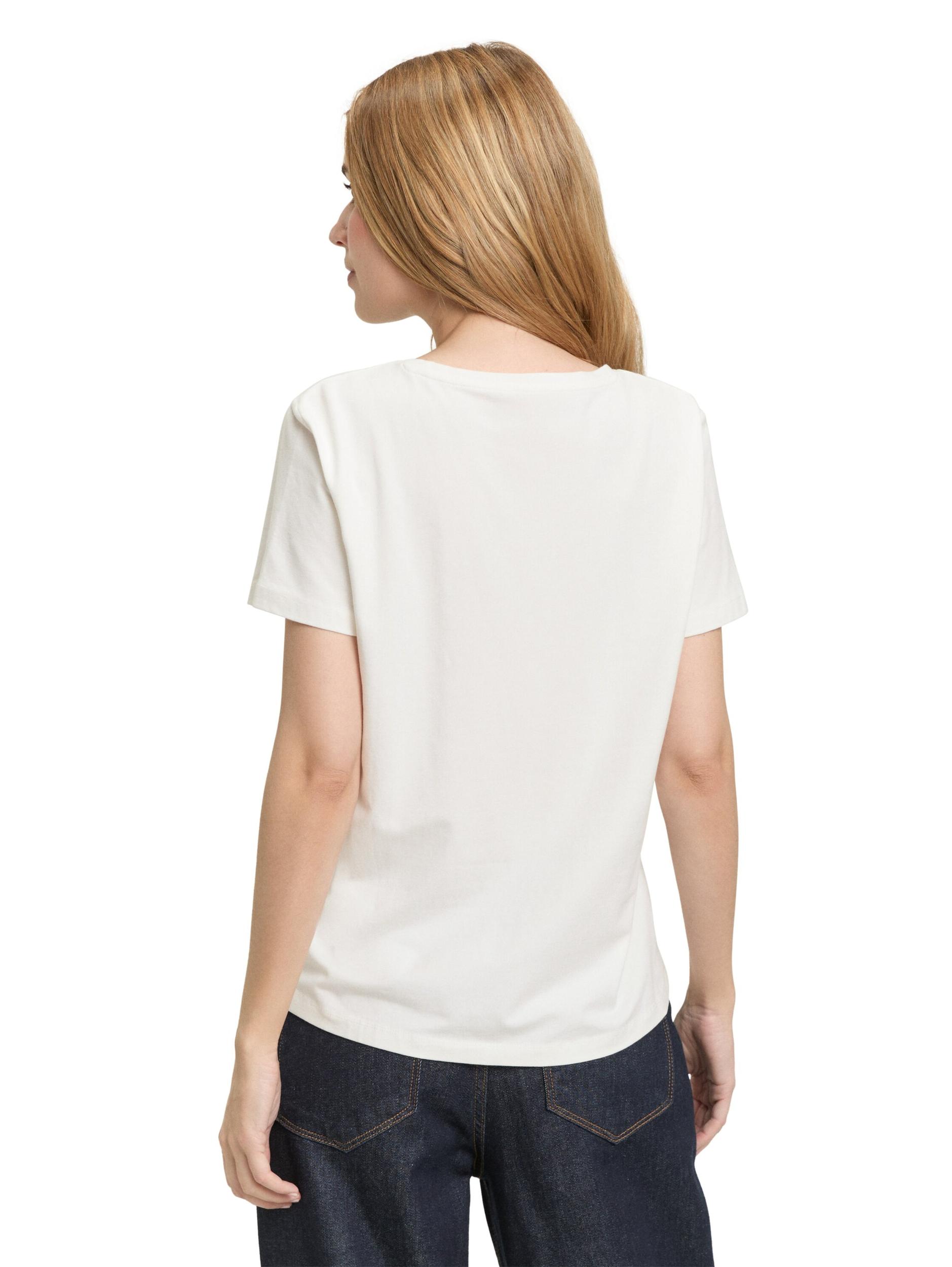 TOM TAILOR Majica svetlo bež / bela